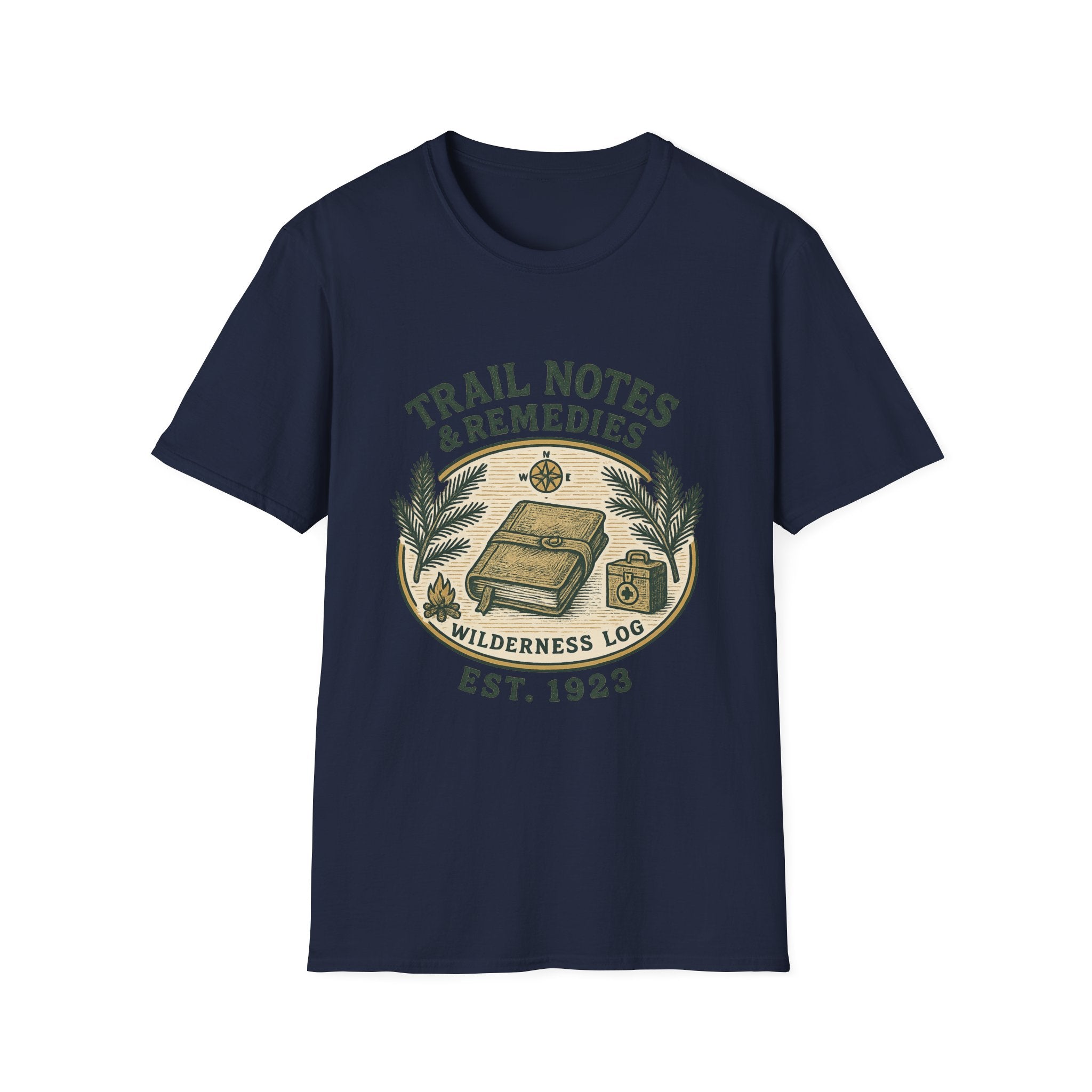 Trail Notes & Remedies T-Shirt | Wilderness Log, Vintage Botanical Design