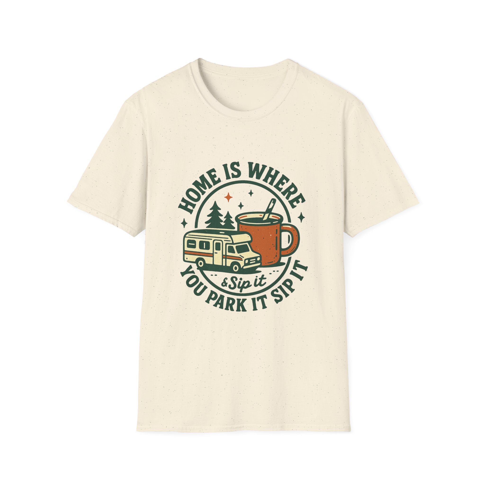 Home Is Where You Park It Camper T-Shirt | RV Coffee Travel Design