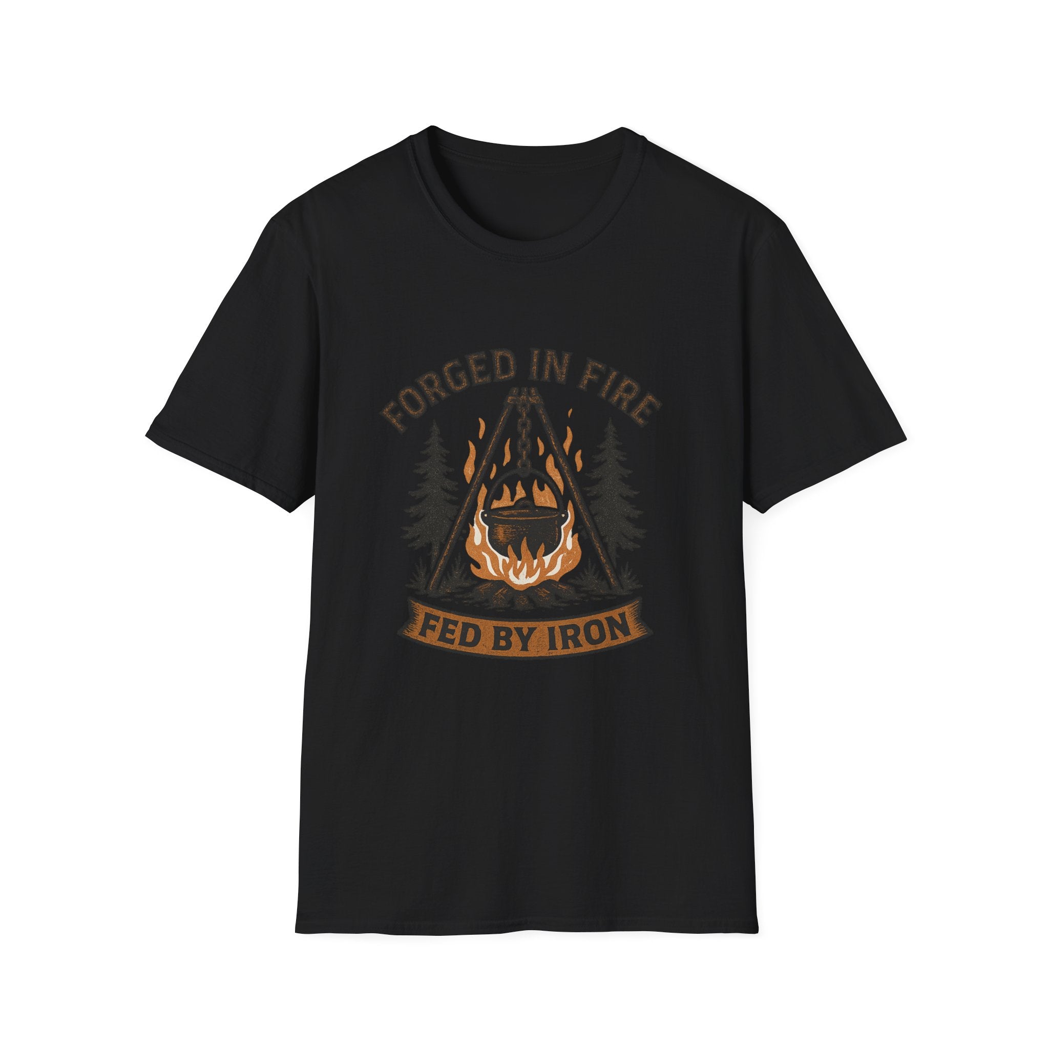 Forged in Fire campfire logo T-Shirt | blacksmith ironworking design