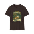 Our Happy Happy Place camper graphic T-Shirt | vintage camping trailer design