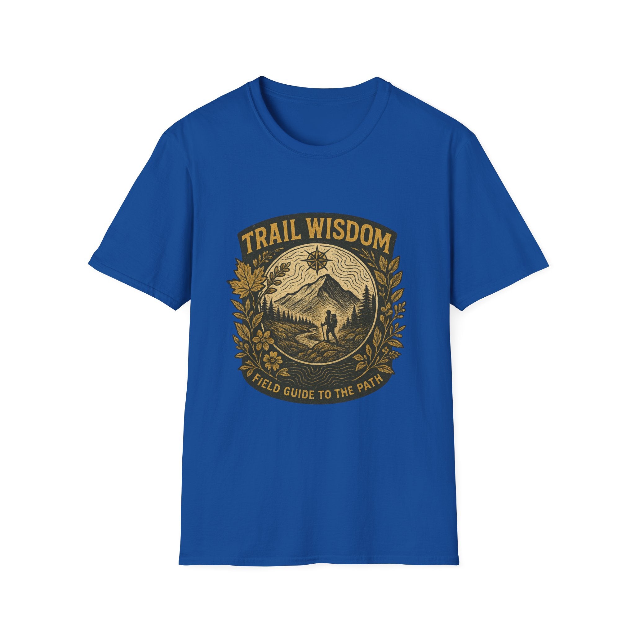 Trail Wisdom hiking badge T-Shirt | mountain compass outdoors design