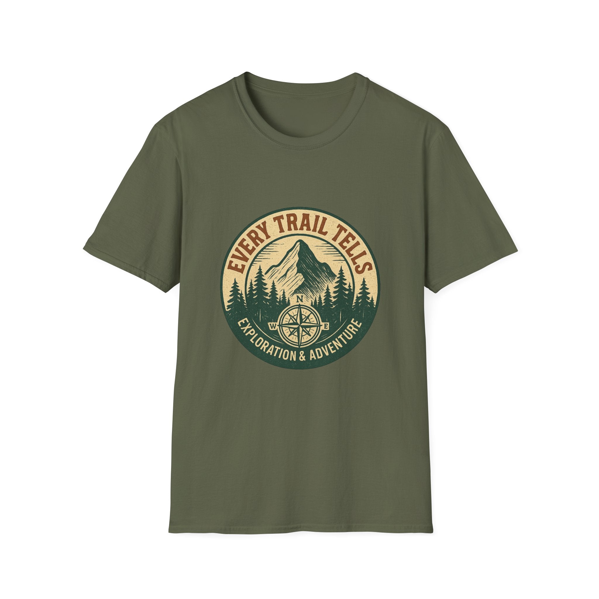 Every Trail Tells Mountain Graphic T-Shirt | Adventure Compass Outdoor Tee