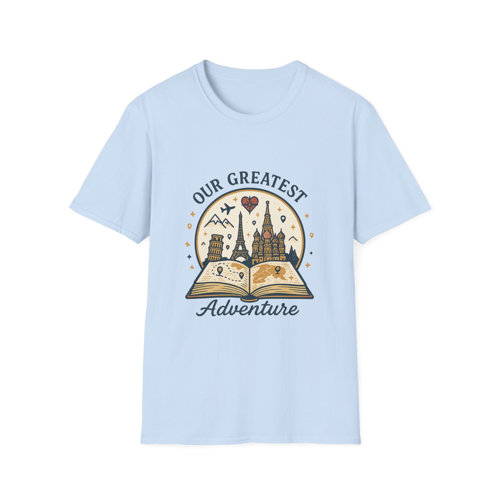 Our Greatest Adventure T-Shirt | Travel Book Castle Hot Air Balloon