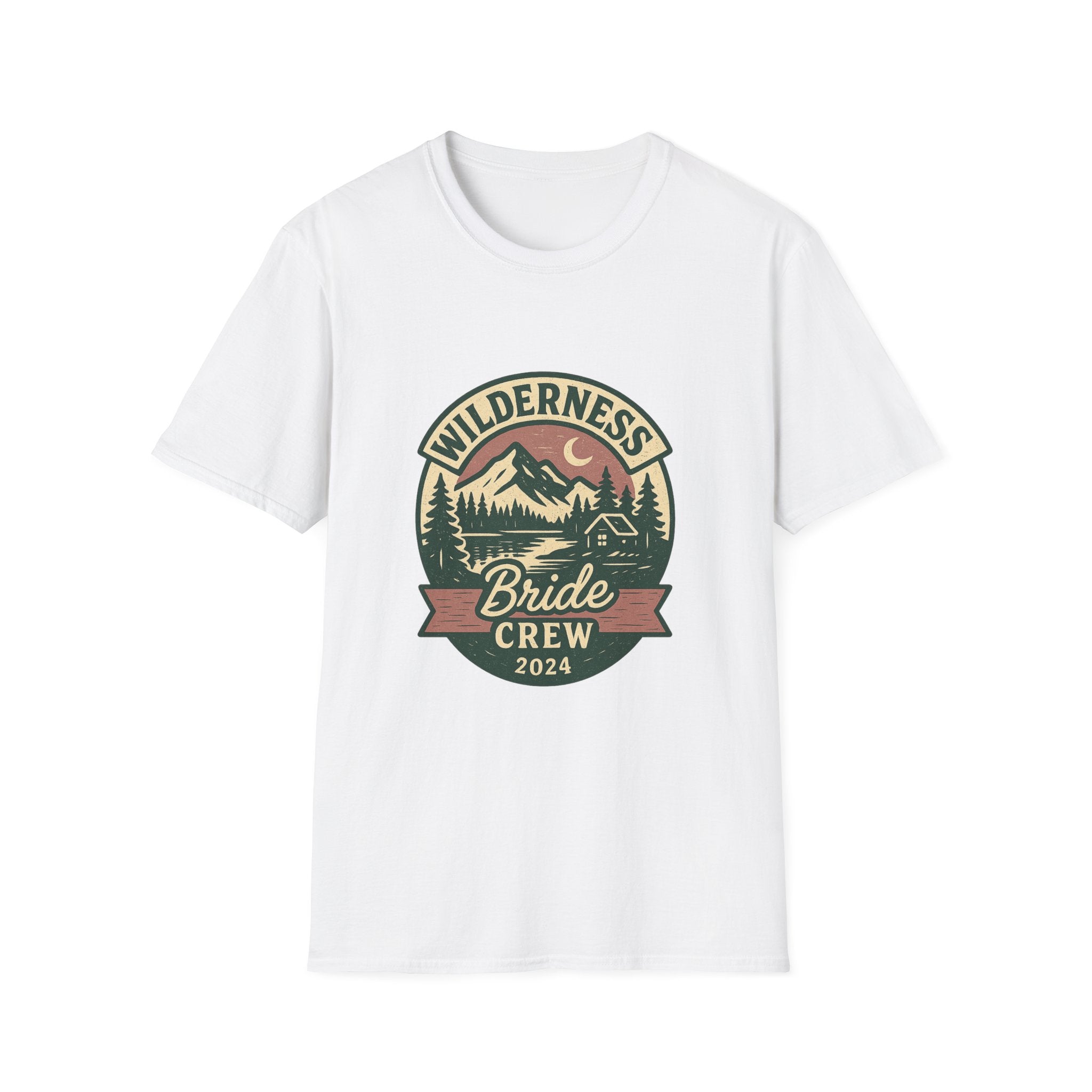 Wilderness Mountains Nightscapes T-Shirt | Bride Crew 2024 Badge