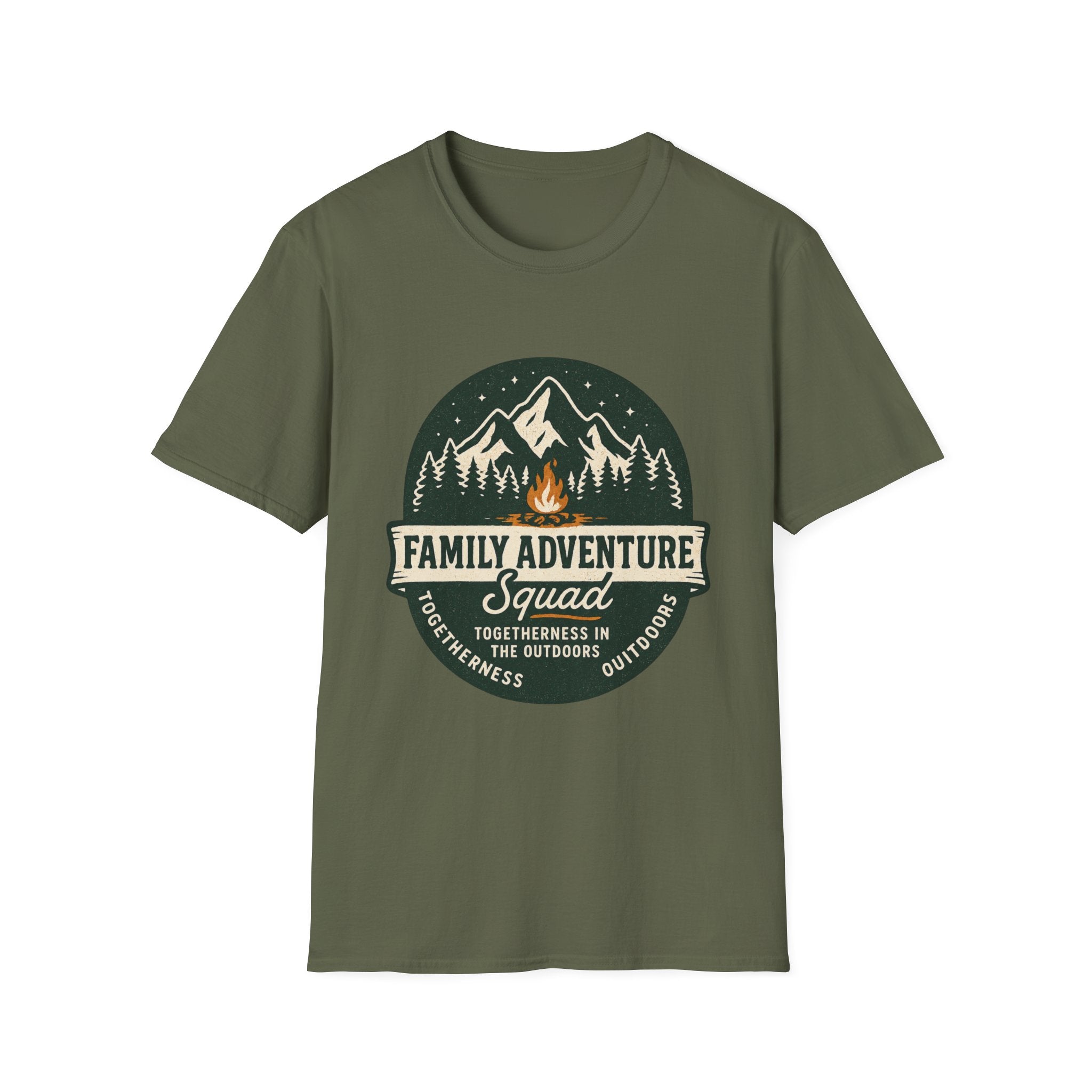 Family Adventure Squad T-Shirt | Camping Mountains Campfire Design