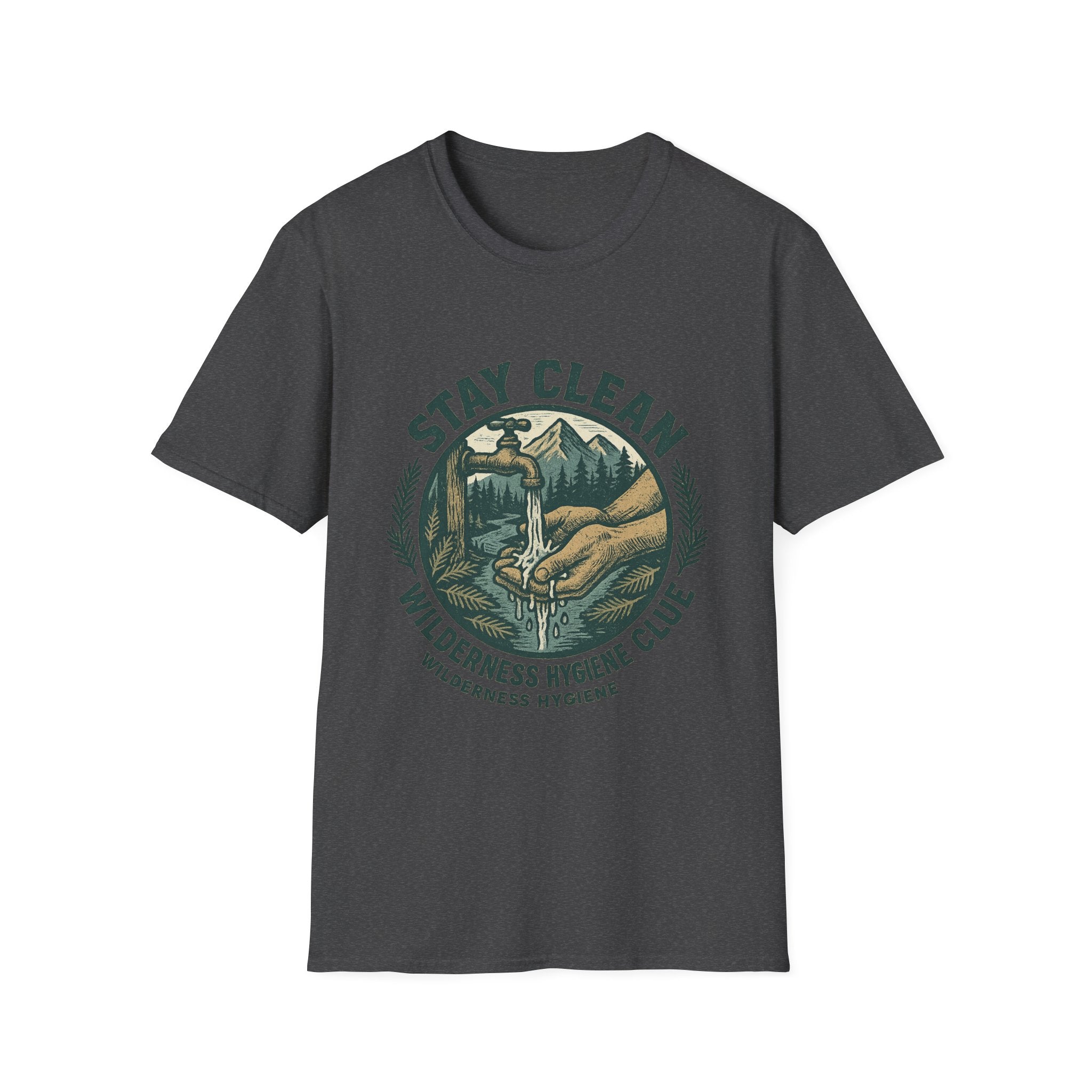 Stay Clean Wilderness Hygiene Club T-Shirt | Outdoor Camping Design