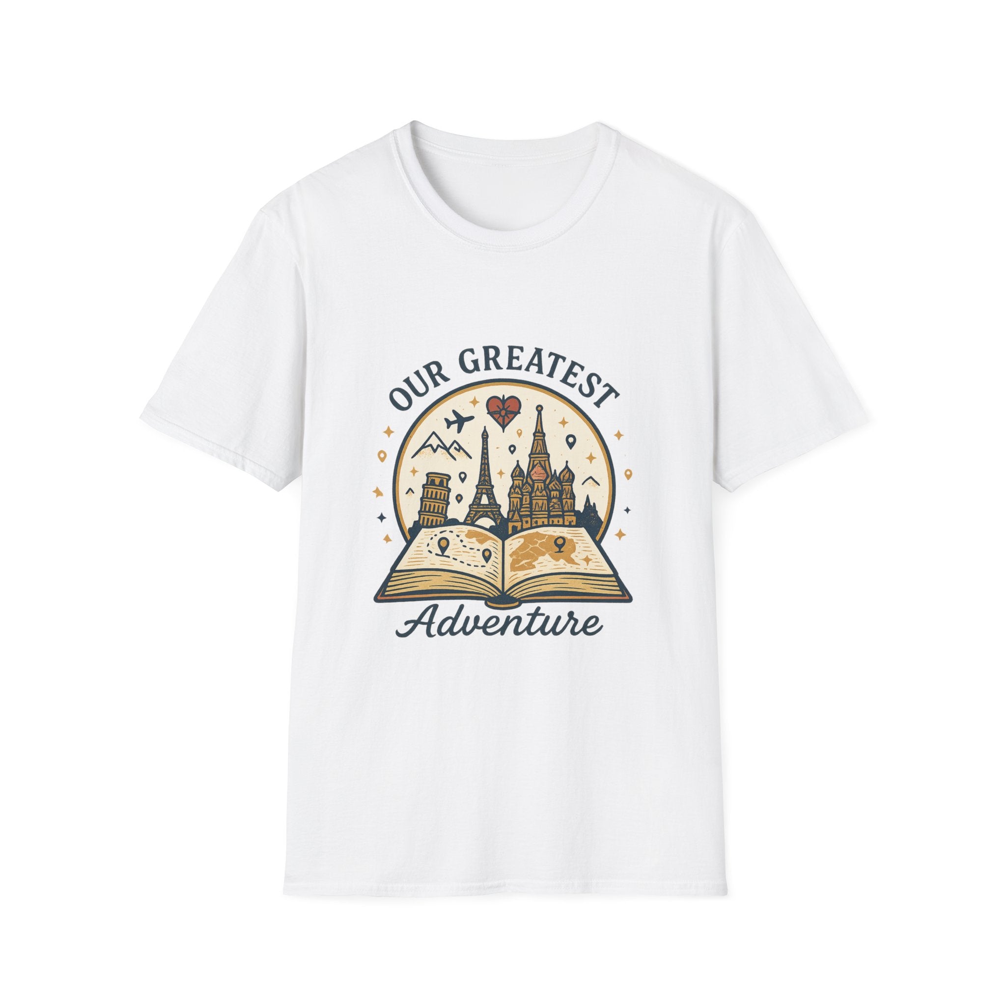 Our Greatest Adventure T-Shirt | Travel Book Castle Hot Air Balloon