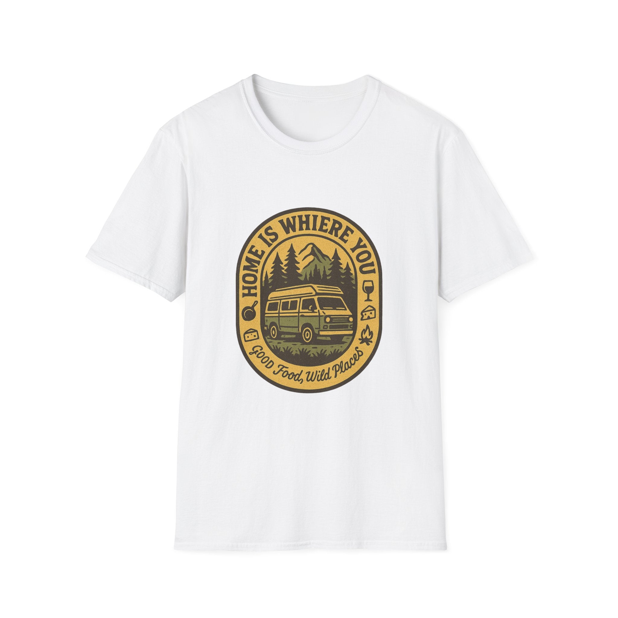Home Is Where You Park It Camper Van T-Shirt | Vintage RV Outdoor Camping Tee