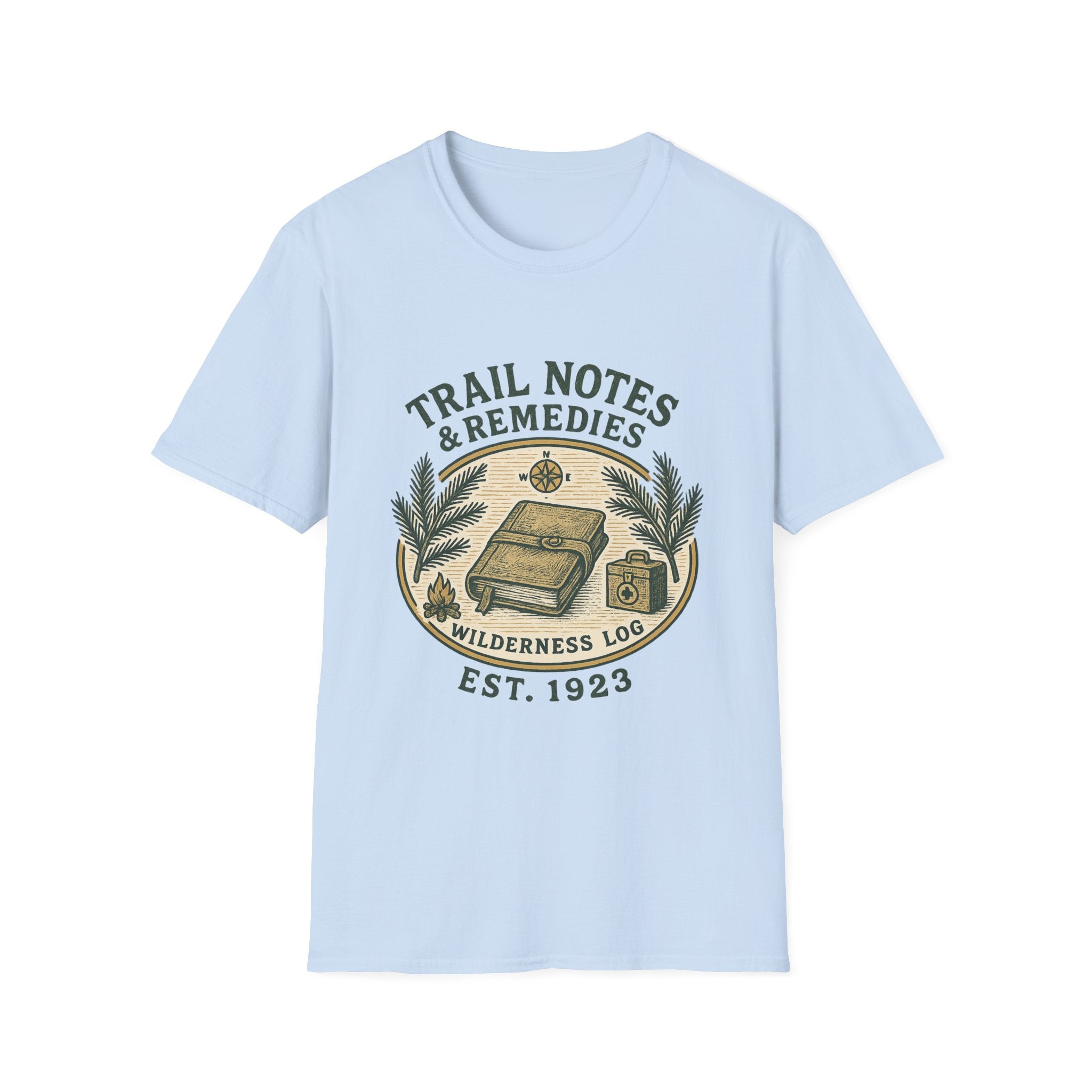 Trail Notes & Remedies T-Shirt | Wilderness Log, Vintage Botanical Design