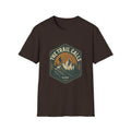 The Trail Calls hiking emblem T-Shirt | mountain, sunset, outdoors