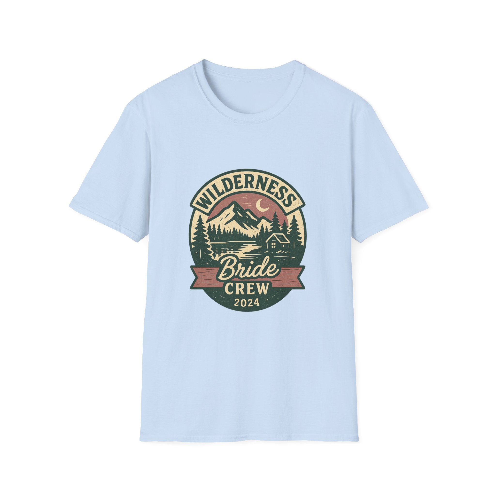 Wilderness Mountains Nightscapes T-Shirt | Bride Crew 2024 Badge