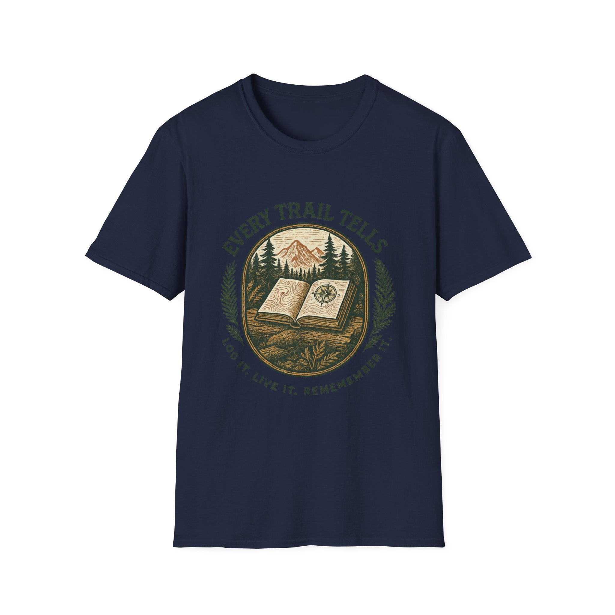 Every Trail Tells T-Shirt | Mountain Map Compass Hiking Shirt