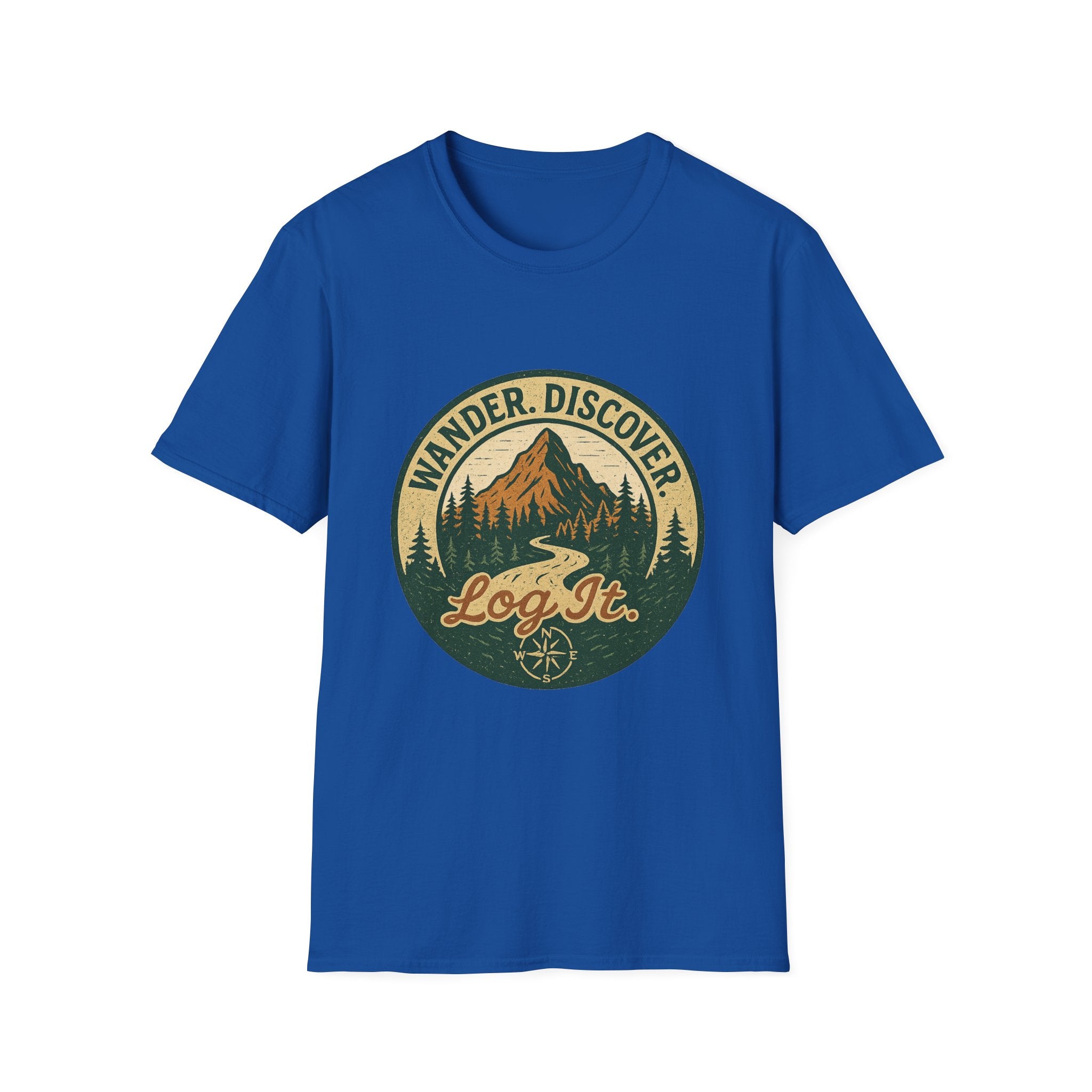 Wander Discover Mountain Patch T-Shirt | Outdoor Hiking Graphic Tee