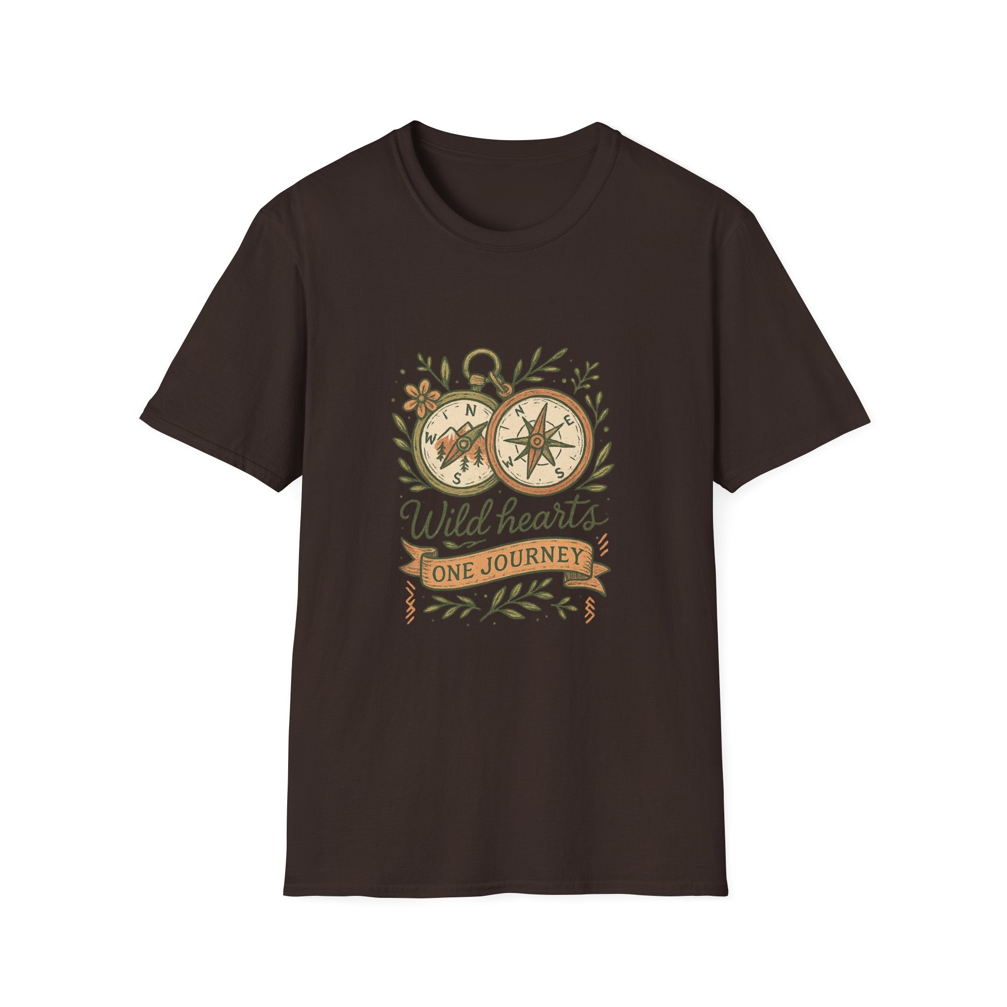 Wild Hearts Compass illustration T-Shirt | Adventure, Nature, Travel