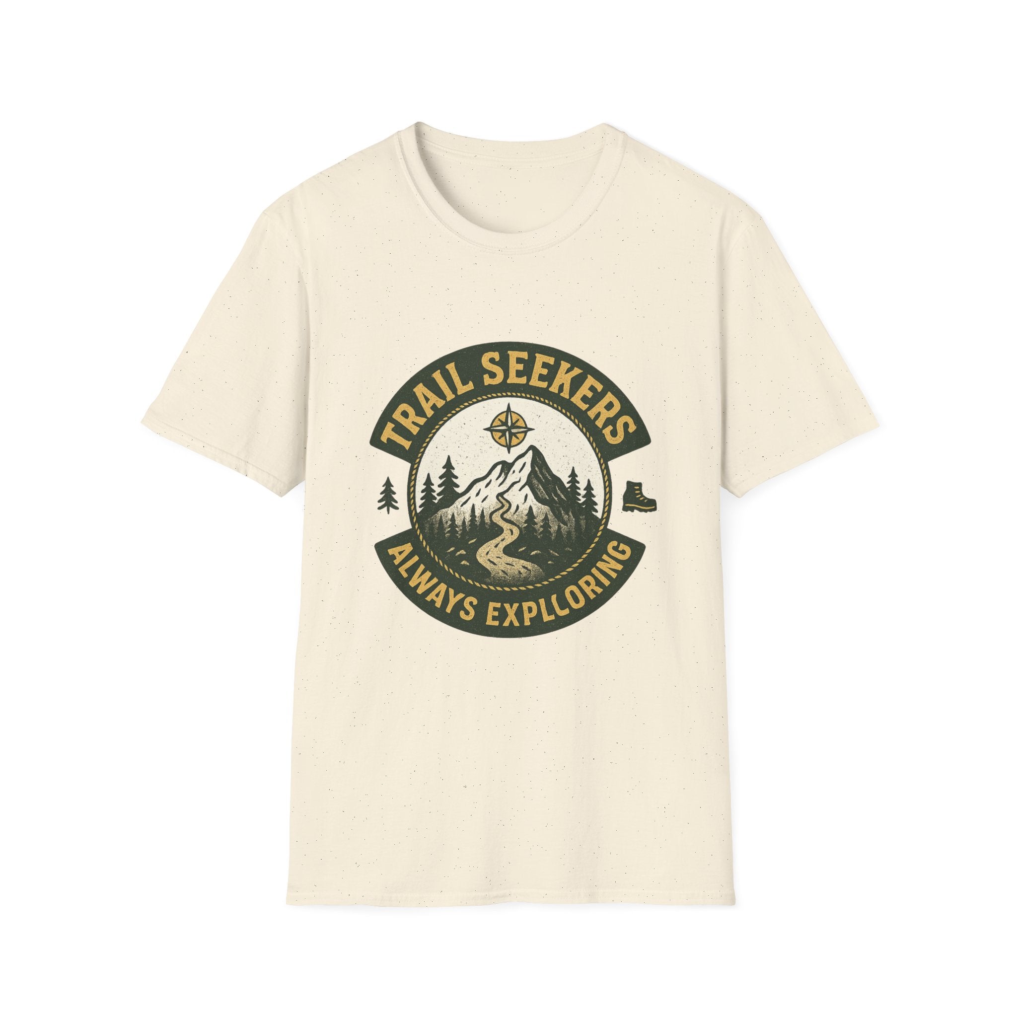 Trail Seekers mountain compass graphic T-Shirt | Adventure hiking design