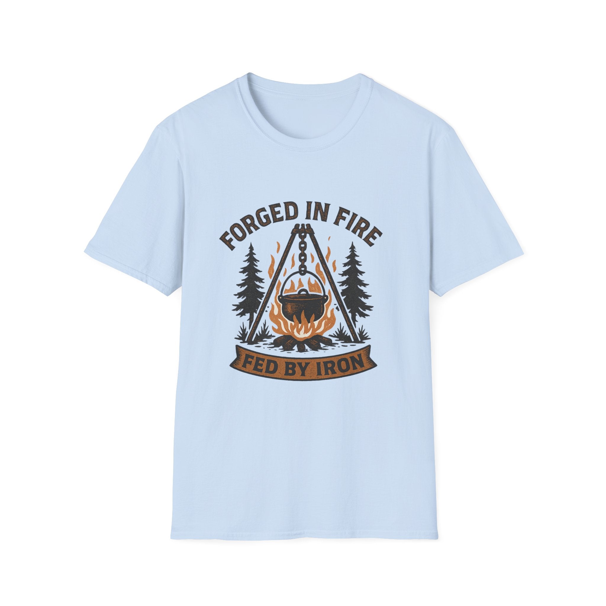Forged in Fire campfire logo T-Shirt | blacksmith ironworking design