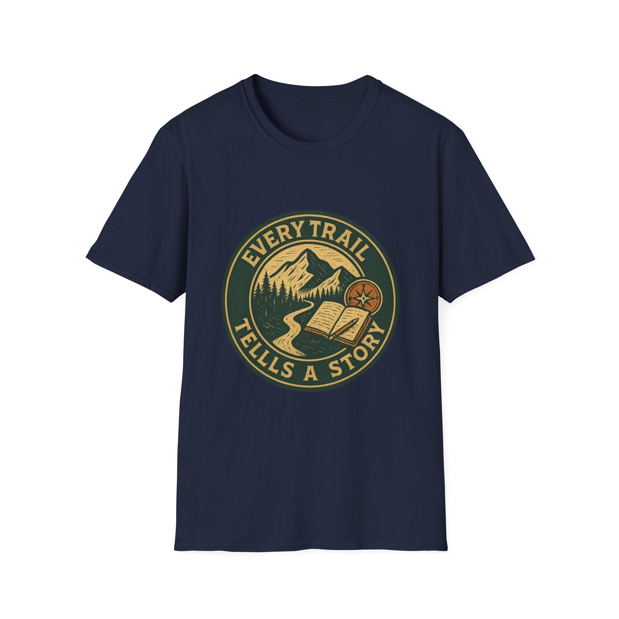 Every Trail Tells a Story T-Shirt | Mountain Hiking Badge Design