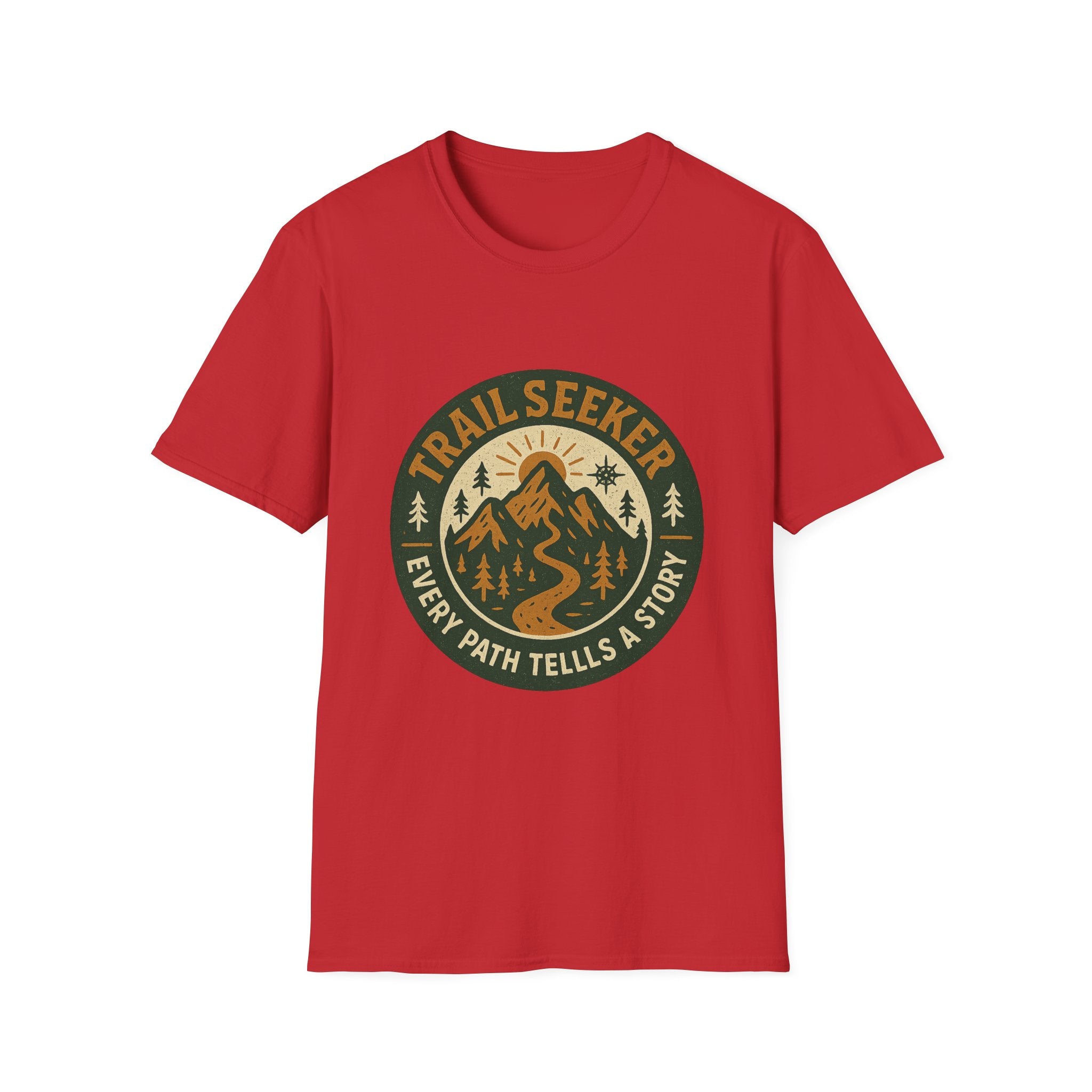 Trail Seeker mountain badge T-Shirt | Hiking outdoors adventure tee