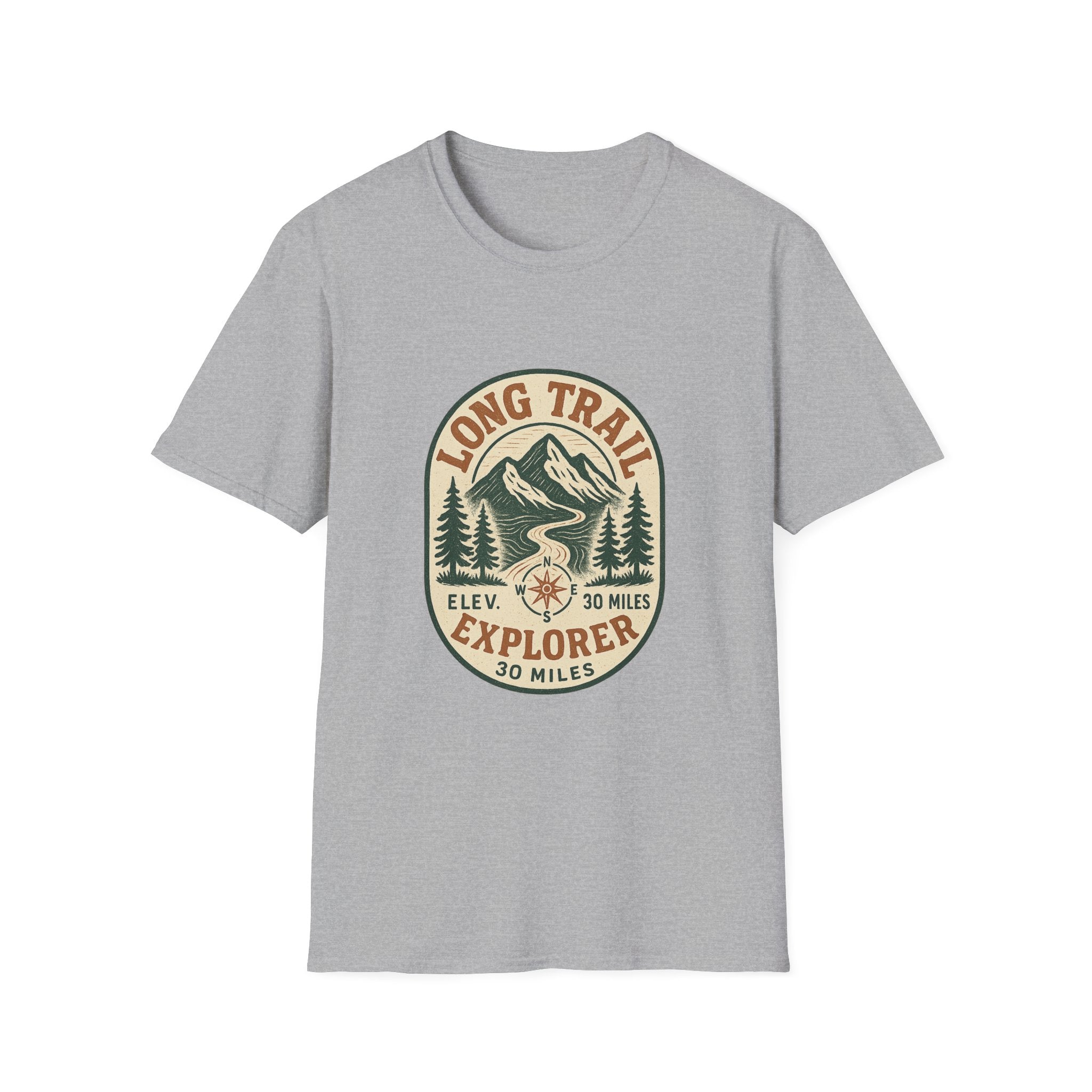 Long Trail Mountain Explorer T-Shirt | Hiking Adventure Badge