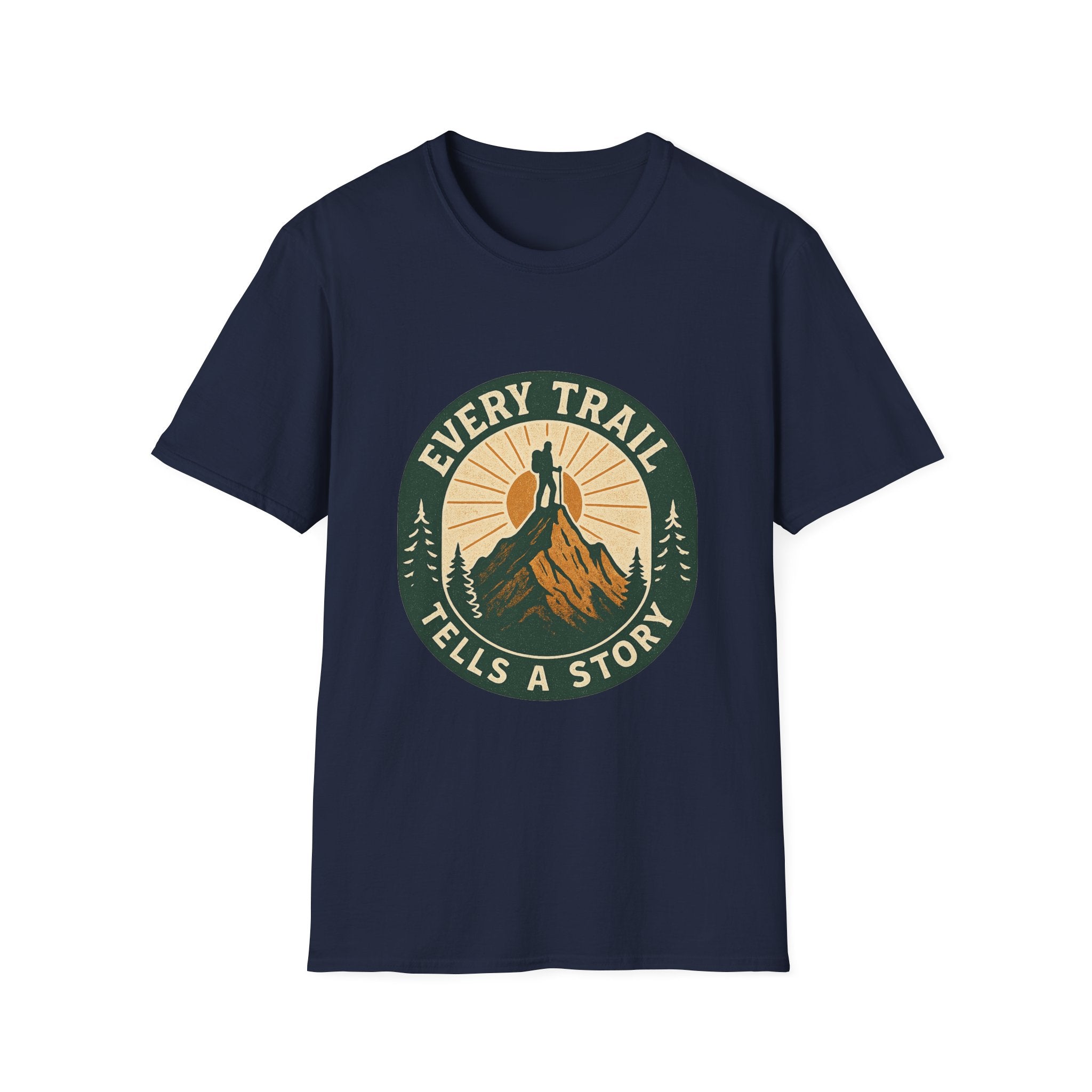Every Trail Tells a Story T-Shirt | Hiking Mountain Sunset Tee