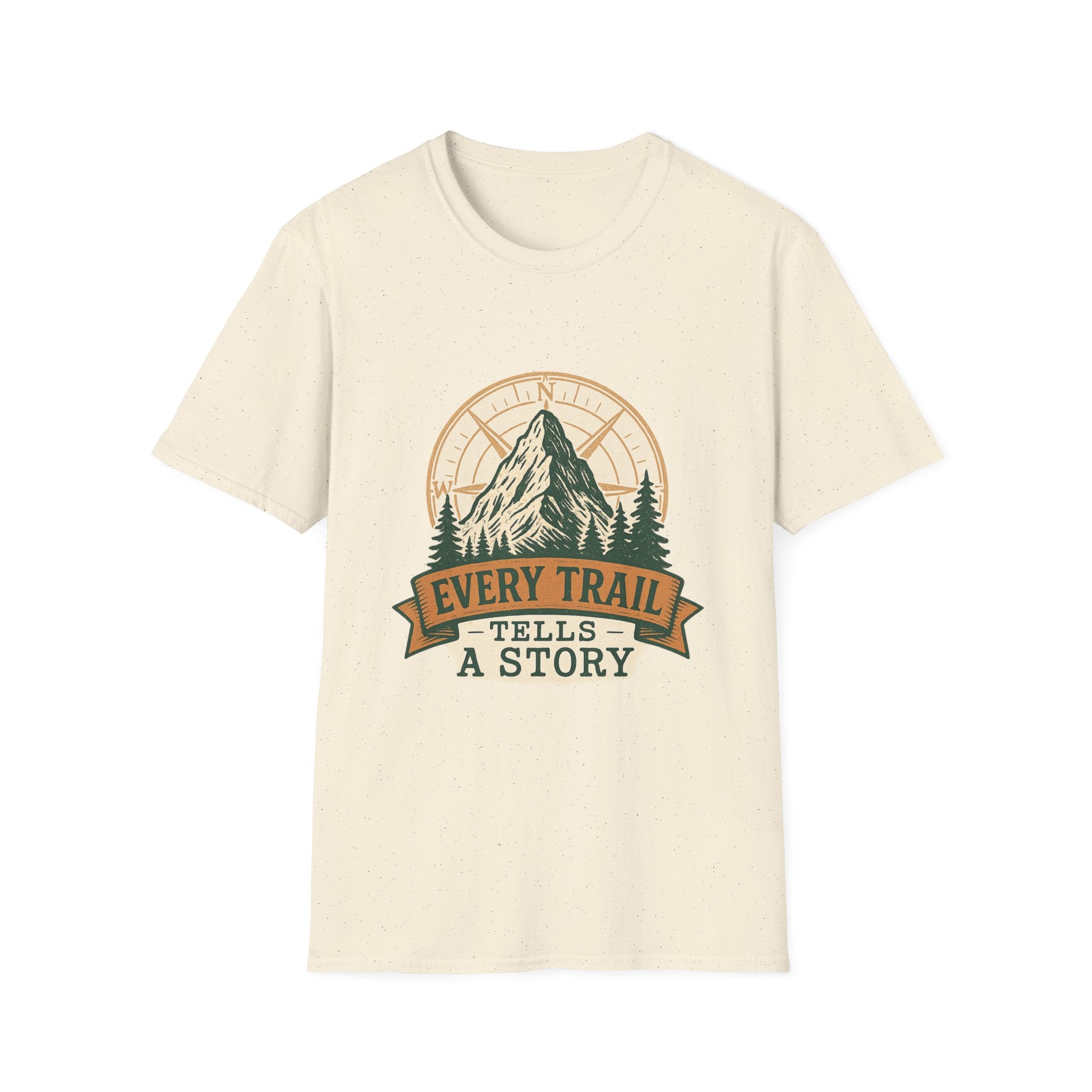 Every Trail Tells a Story Mountain T-Shirt | Hiking Adventure Graphic