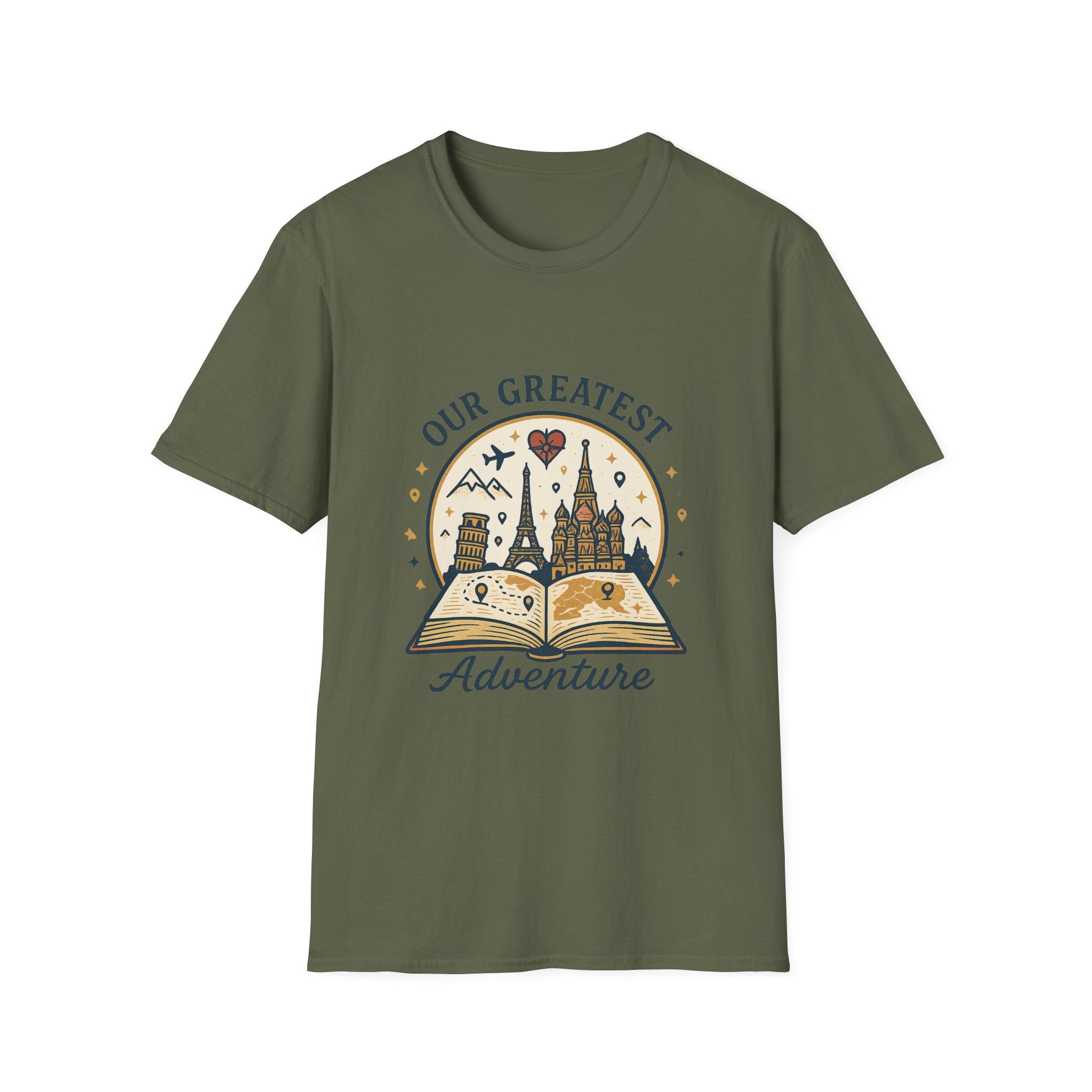 Our Greatest Adventure T-Shirt | Travel Book Castle Hot Air Balloon