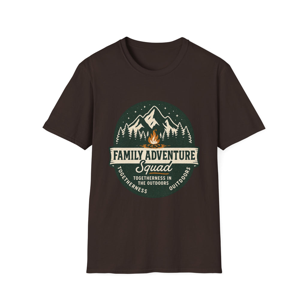 Family Adventure Squad T-Shirt | Camping Mountains Campfire Design