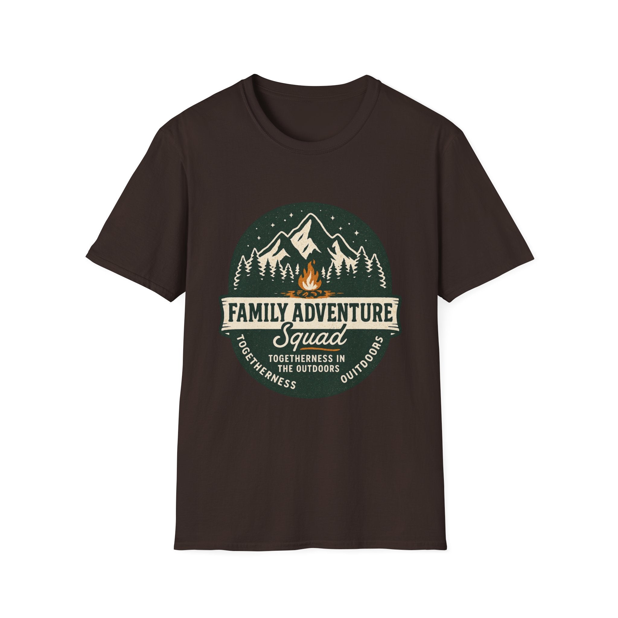 Family Adventure Squad T-Shirt | Camping Mountains Campfire Design