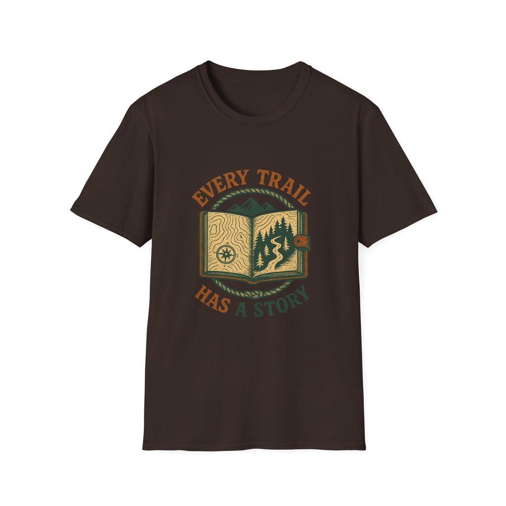 Every Trail Has a Story T-Shirt | Hiking Map Compass Mountains