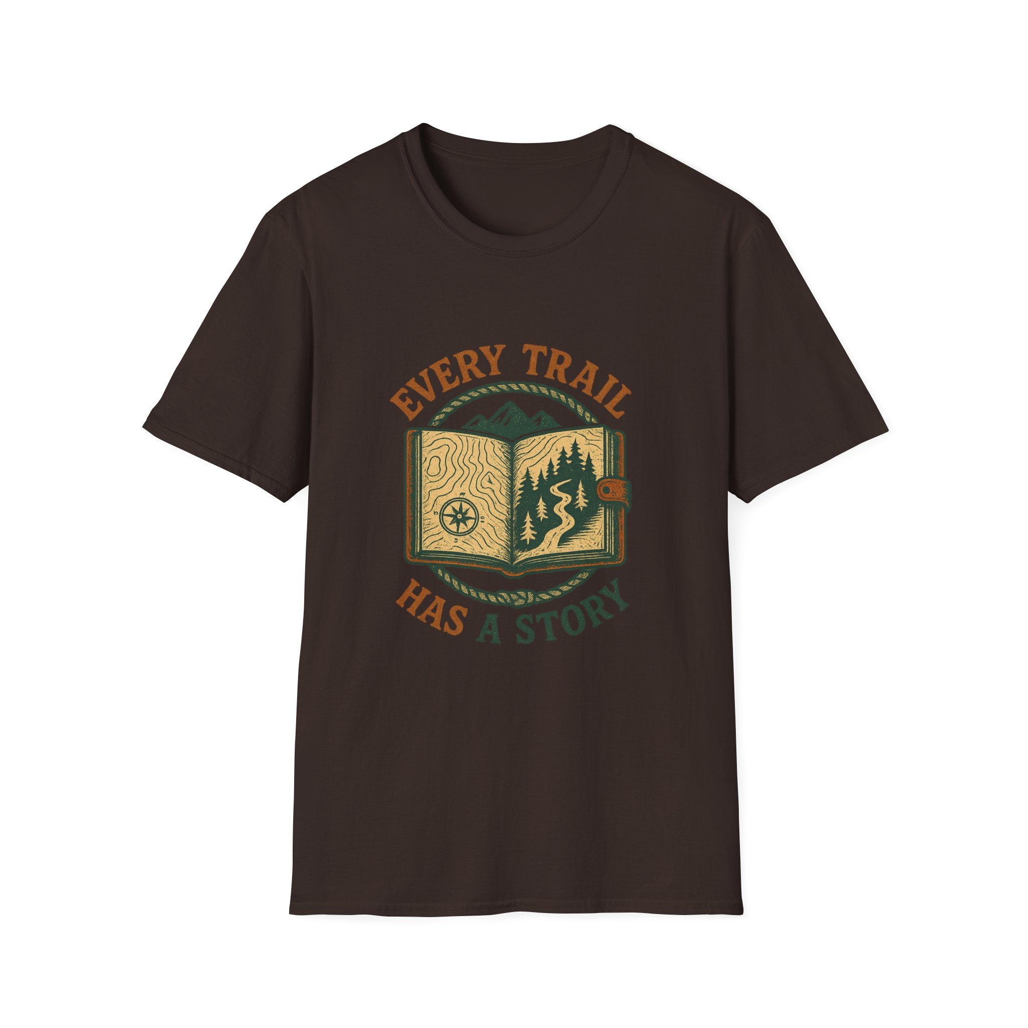 Every Trail Has a Story T-Shirt | Hiking Map Compass Mountains