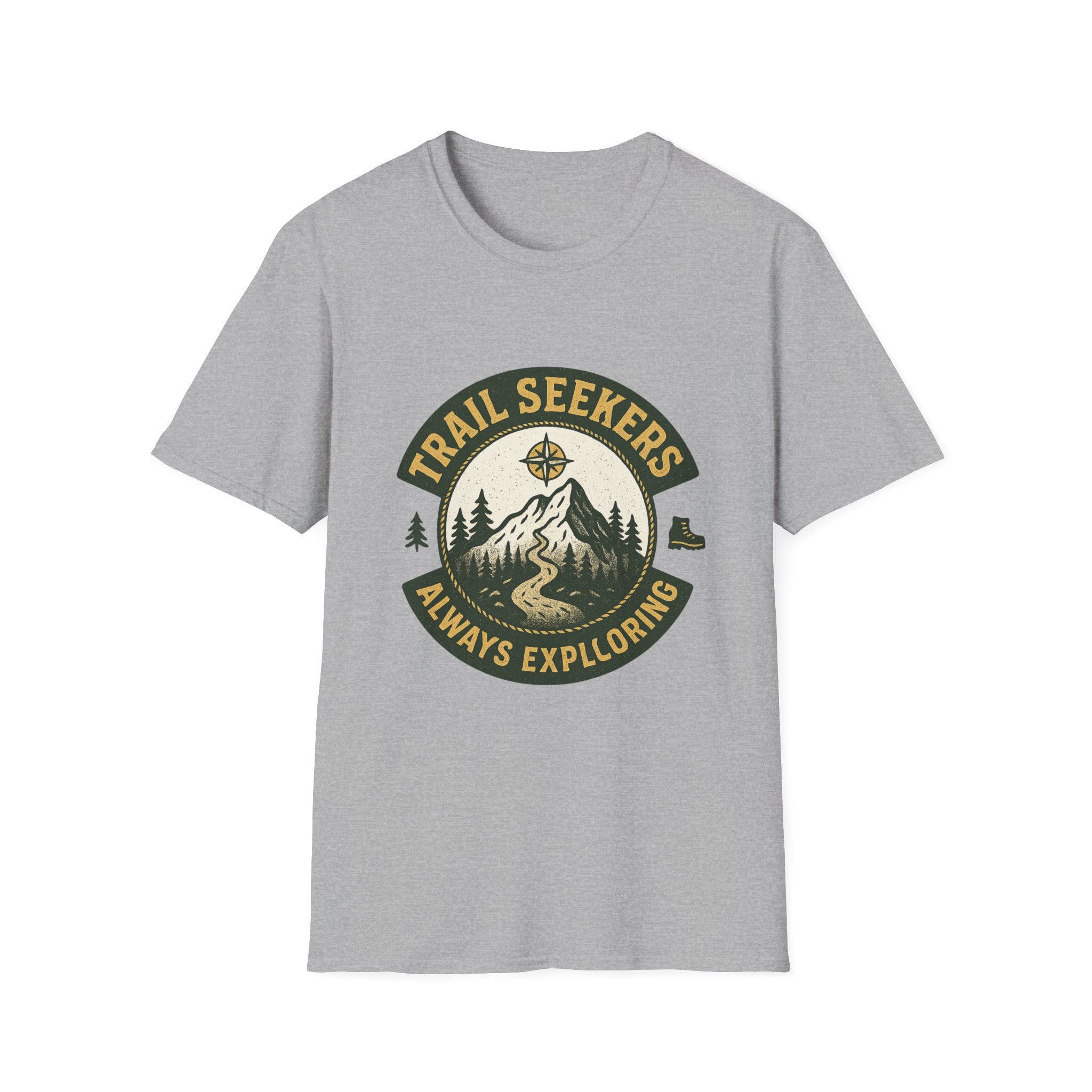 Trail Seekers mountain compass graphic T-Shirt | Adventure hiking design