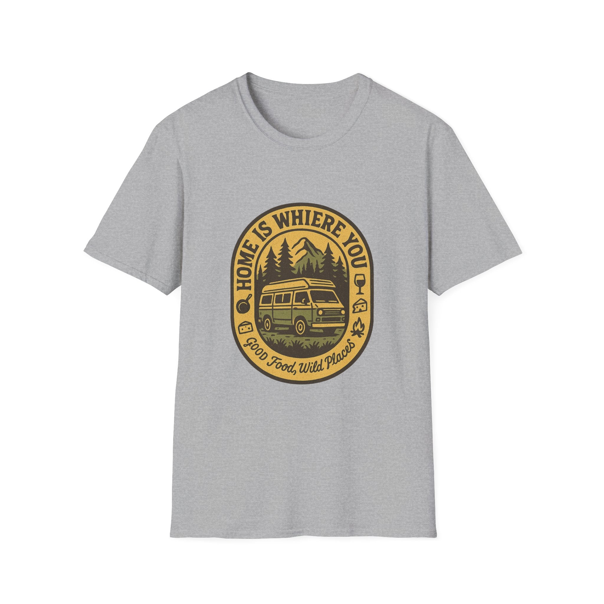 Home Is Where You Park It Camper Van T-Shirt | Vintage RV Outdoor Camping Tee