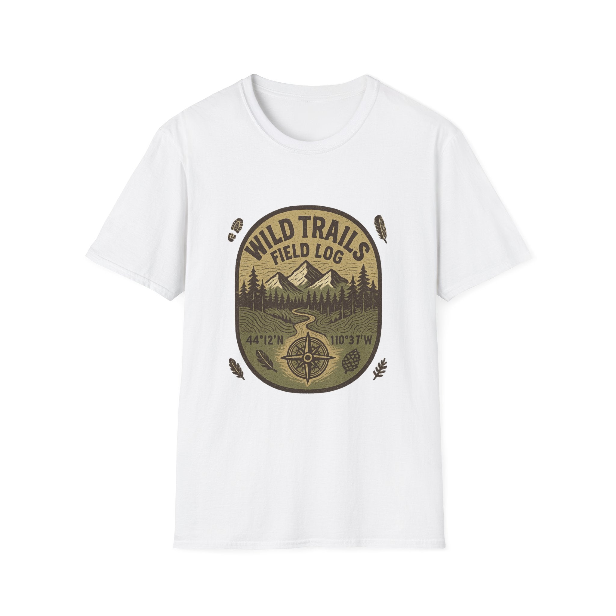 Wild Trails Field Log T-Shirt | Mountain Hiking Badge, Outdoor Adventure Tee