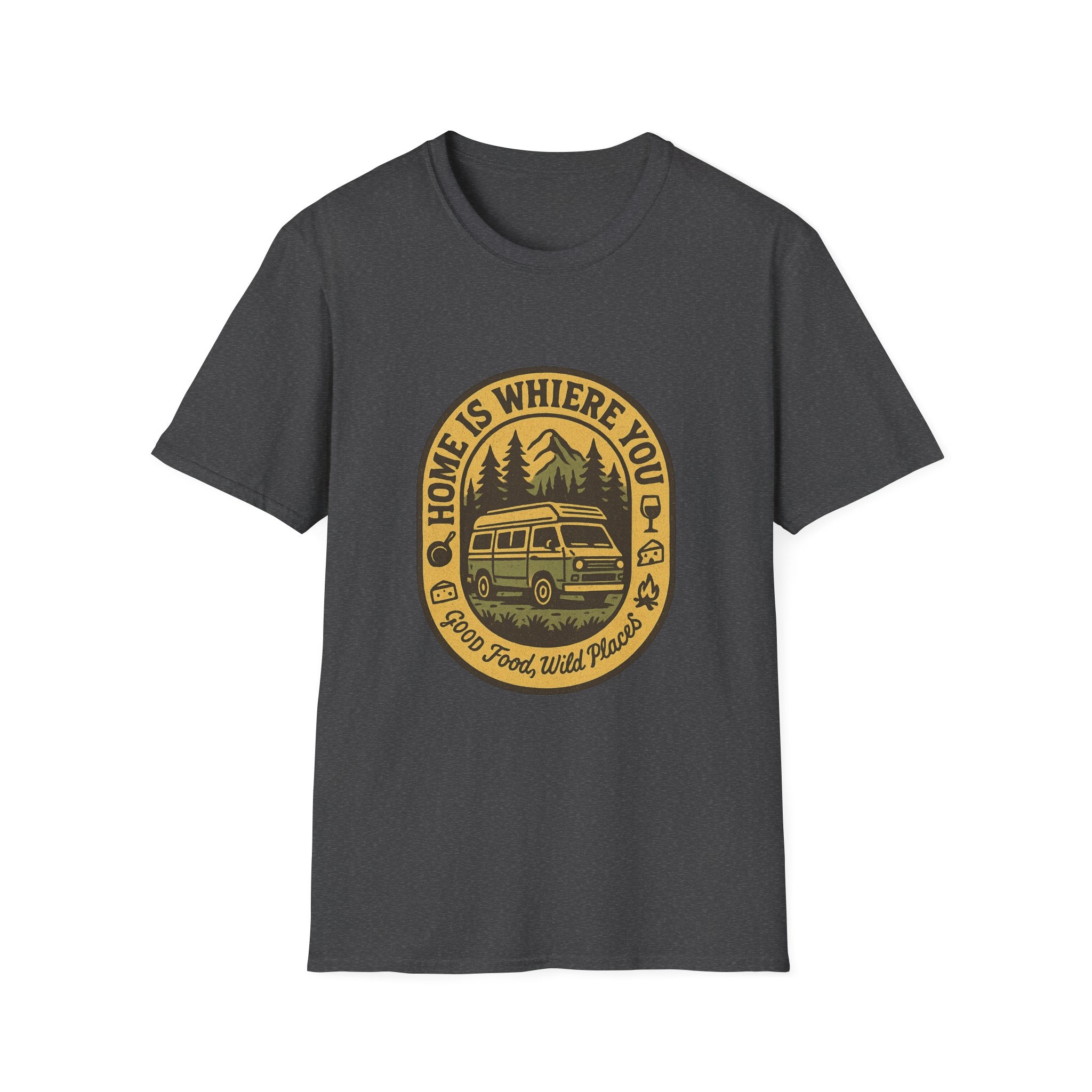 Home Is Where You Park It Camper Van T-Shirt | Vintage RV Outdoor Camping Tee