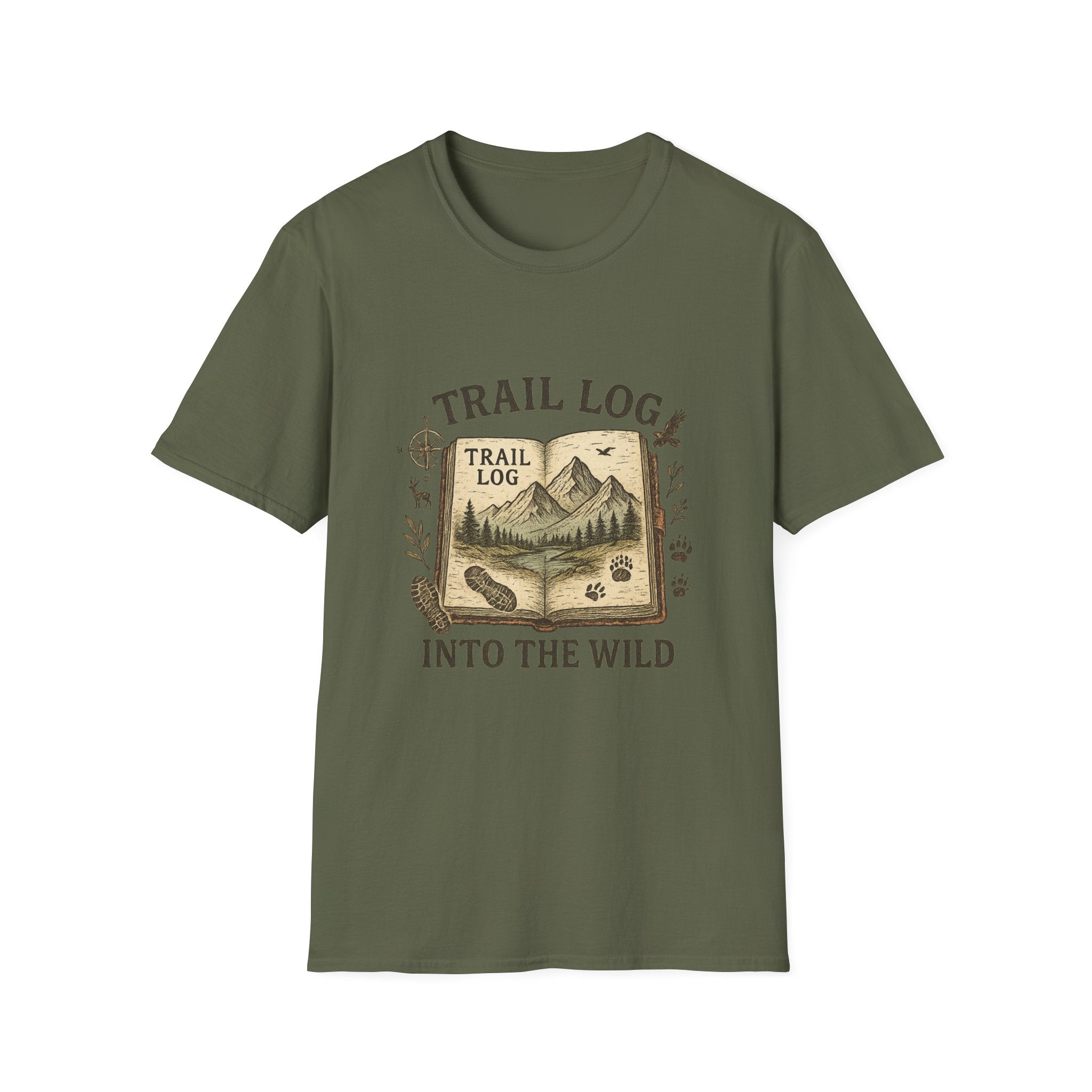 Trail Log book illustration T-Shirt | Into the Wild hiking design