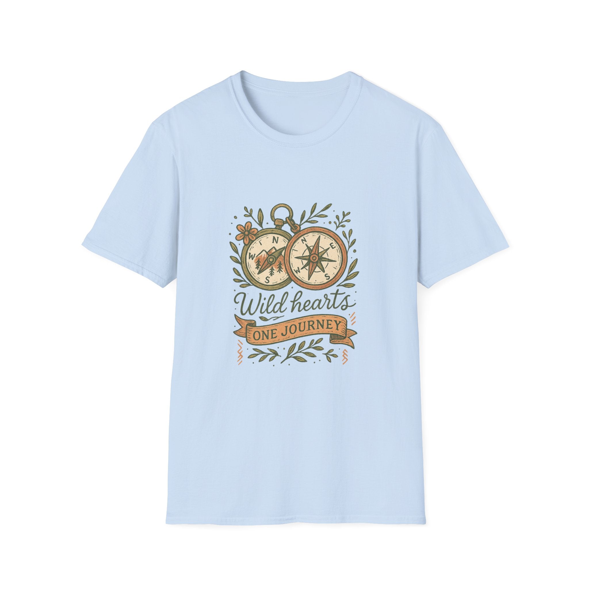 Wild Hearts Compass illustration T-Shirt | Adventure, Nature, Travel