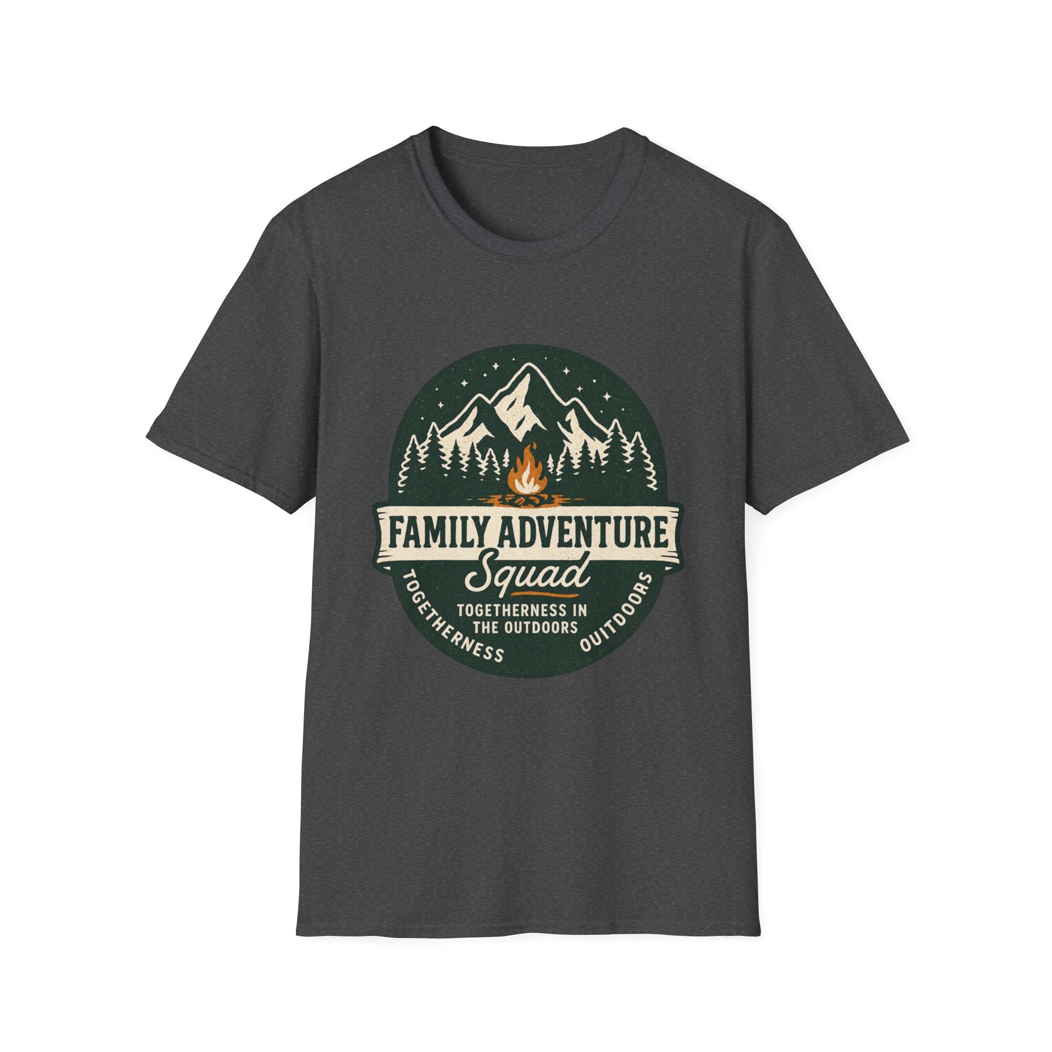 Family Adventure Squad T-Shirt | Camping Mountains Campfire Design
