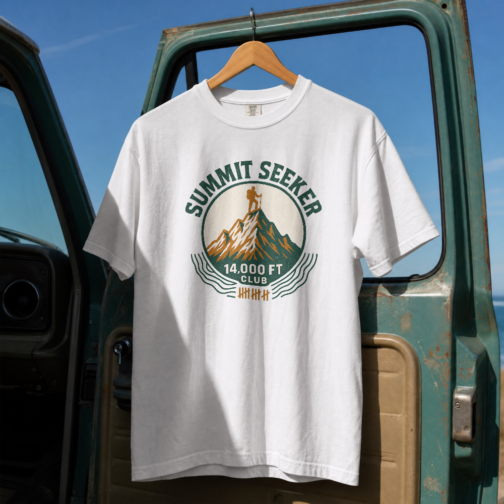 Summit Seeker Mountain Graphic T-Shirt | 14,000 ft Hiking Design
