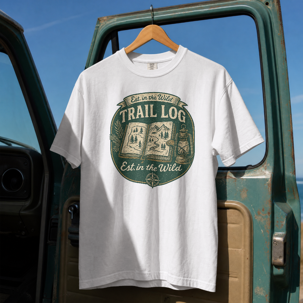 Trail Log camping badge T-Shirt | outdoors hiking graphic tee