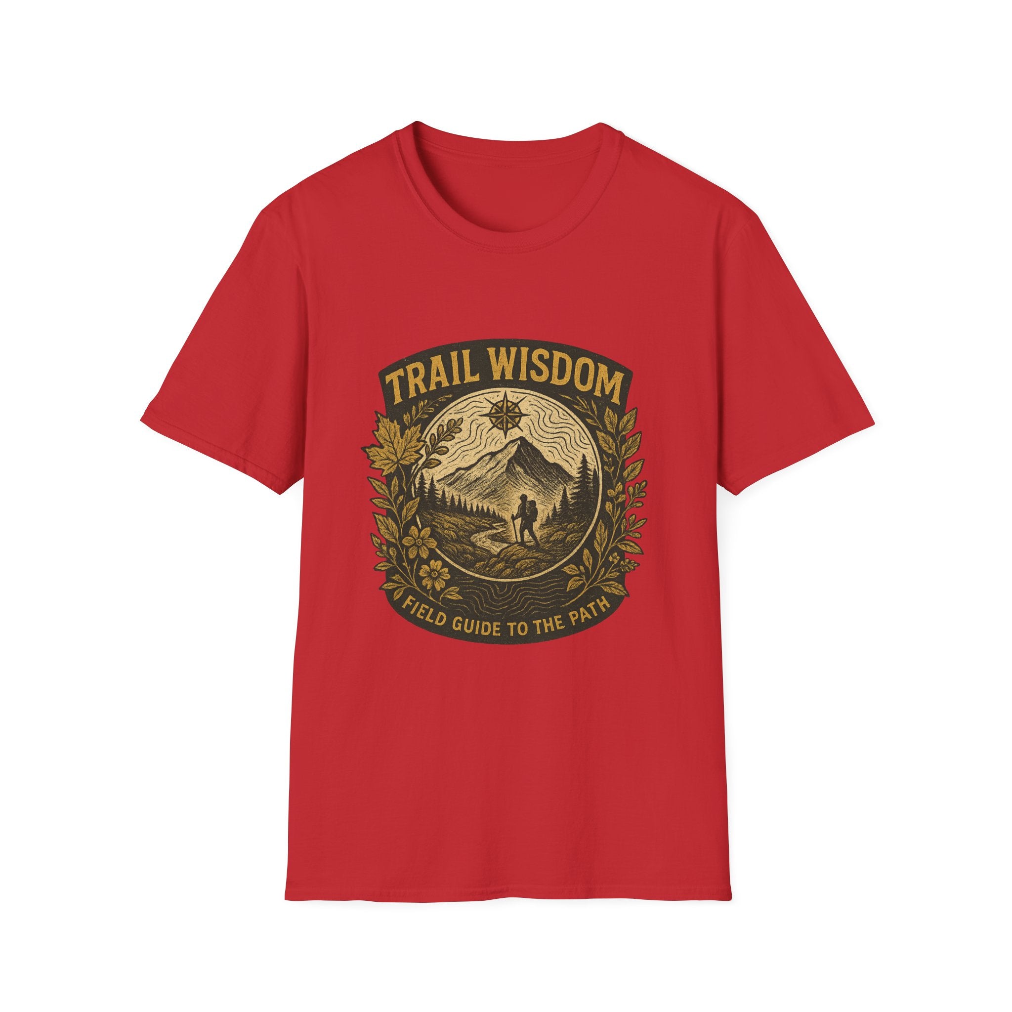 Trail Wisdom hiking badge T-Shirt | mountain compass outdoors design