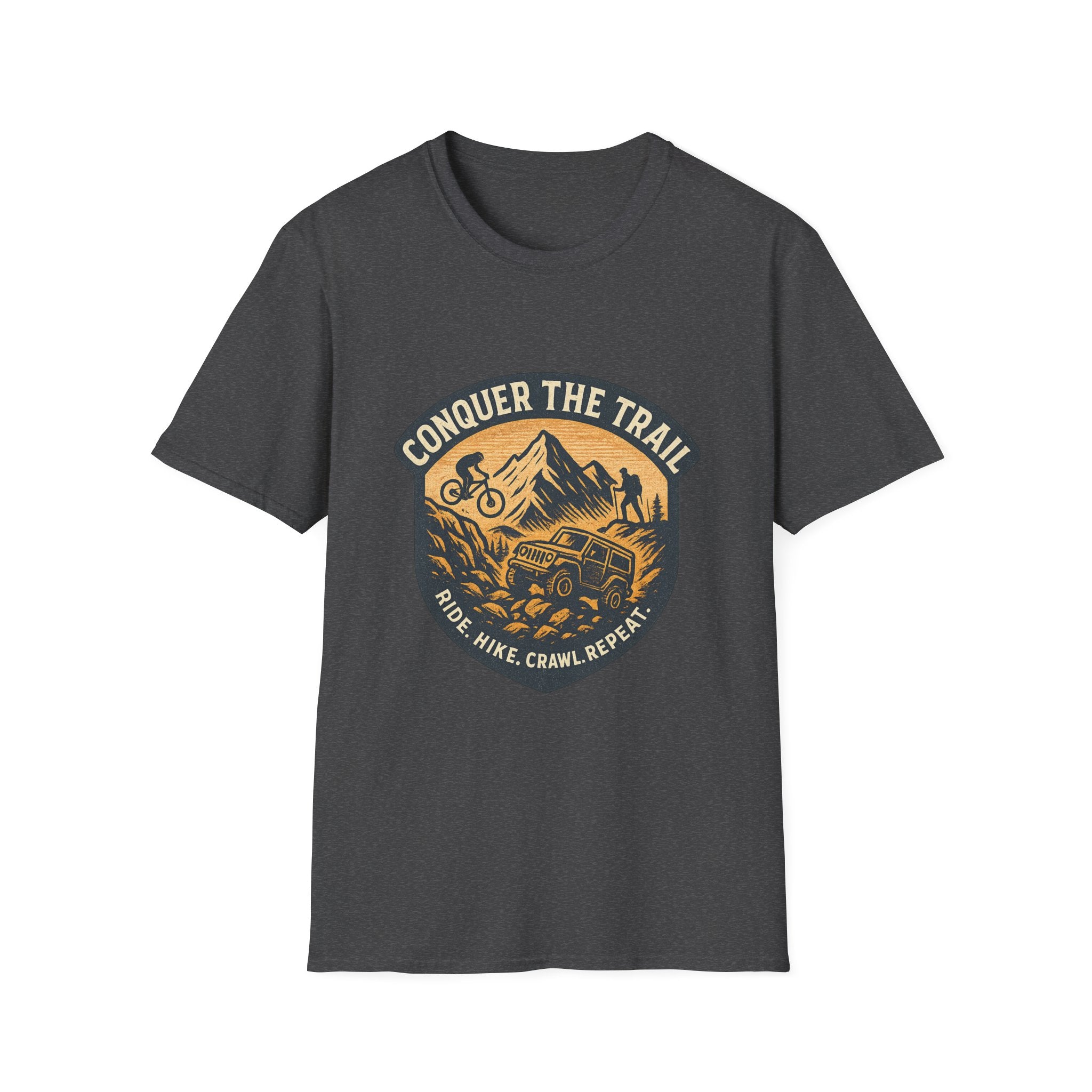 Conquer the Trail Mountain Bike & Hike T-Shirt | Outdoor Adventure Tee