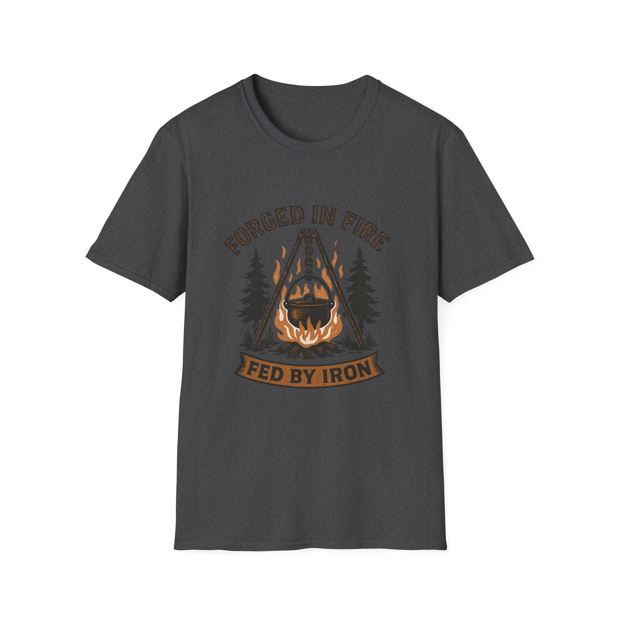 Forged in Fire campfire logo T-Shirt | blacksmith ironworking design