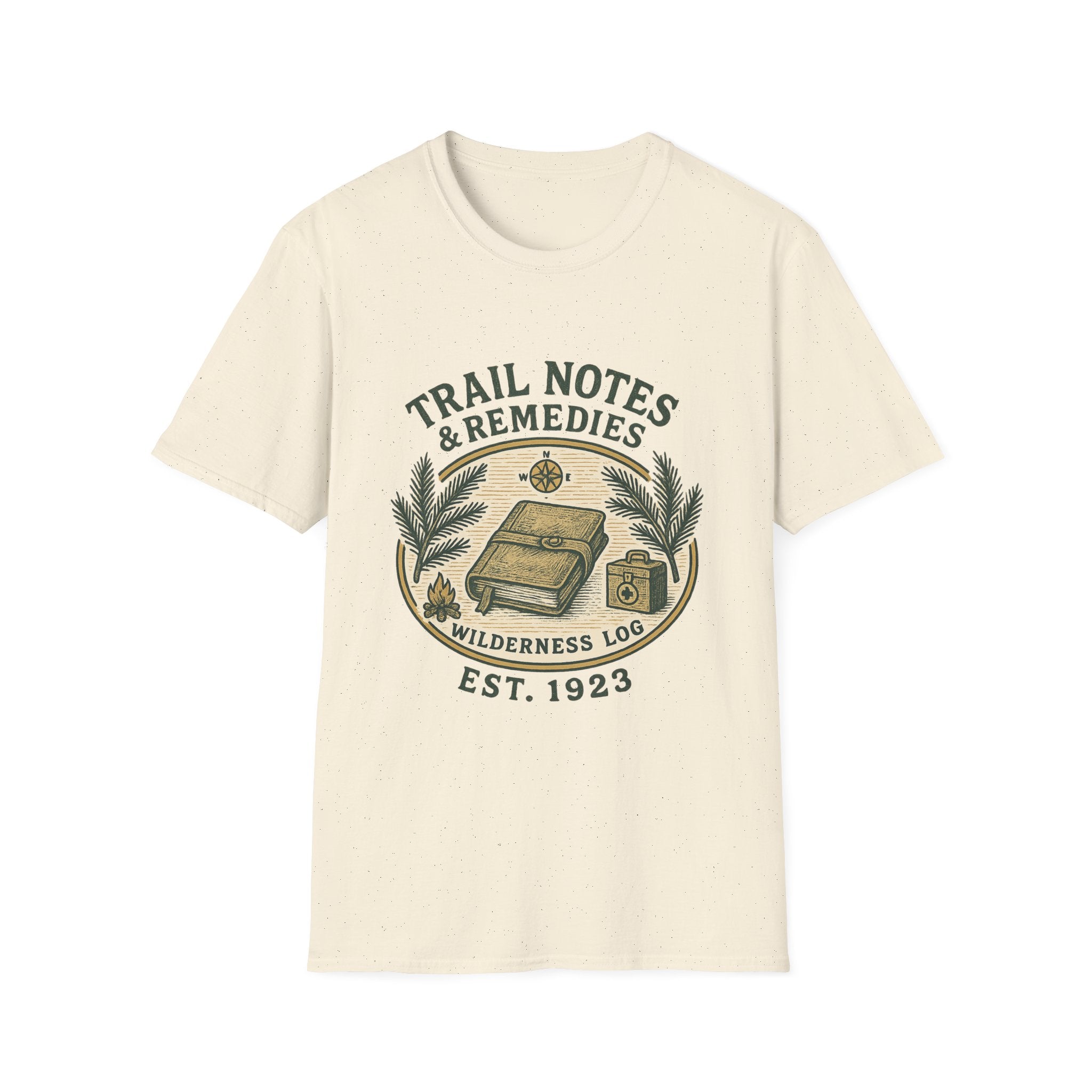 Trail Notes & Remedies T-Shirt | Wilderness Log, Vintage Botanical Design