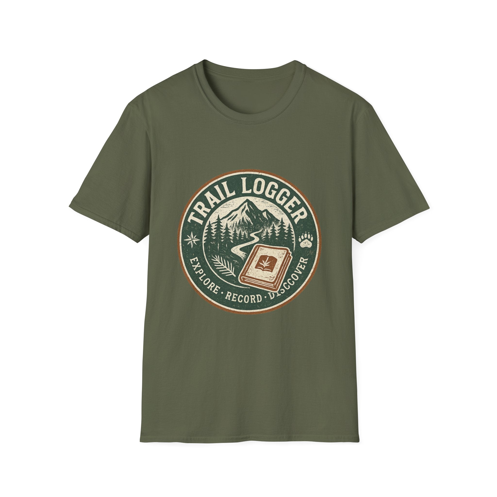 Trail Logger T-Shirt | Hiking Badge Mountain Logo
