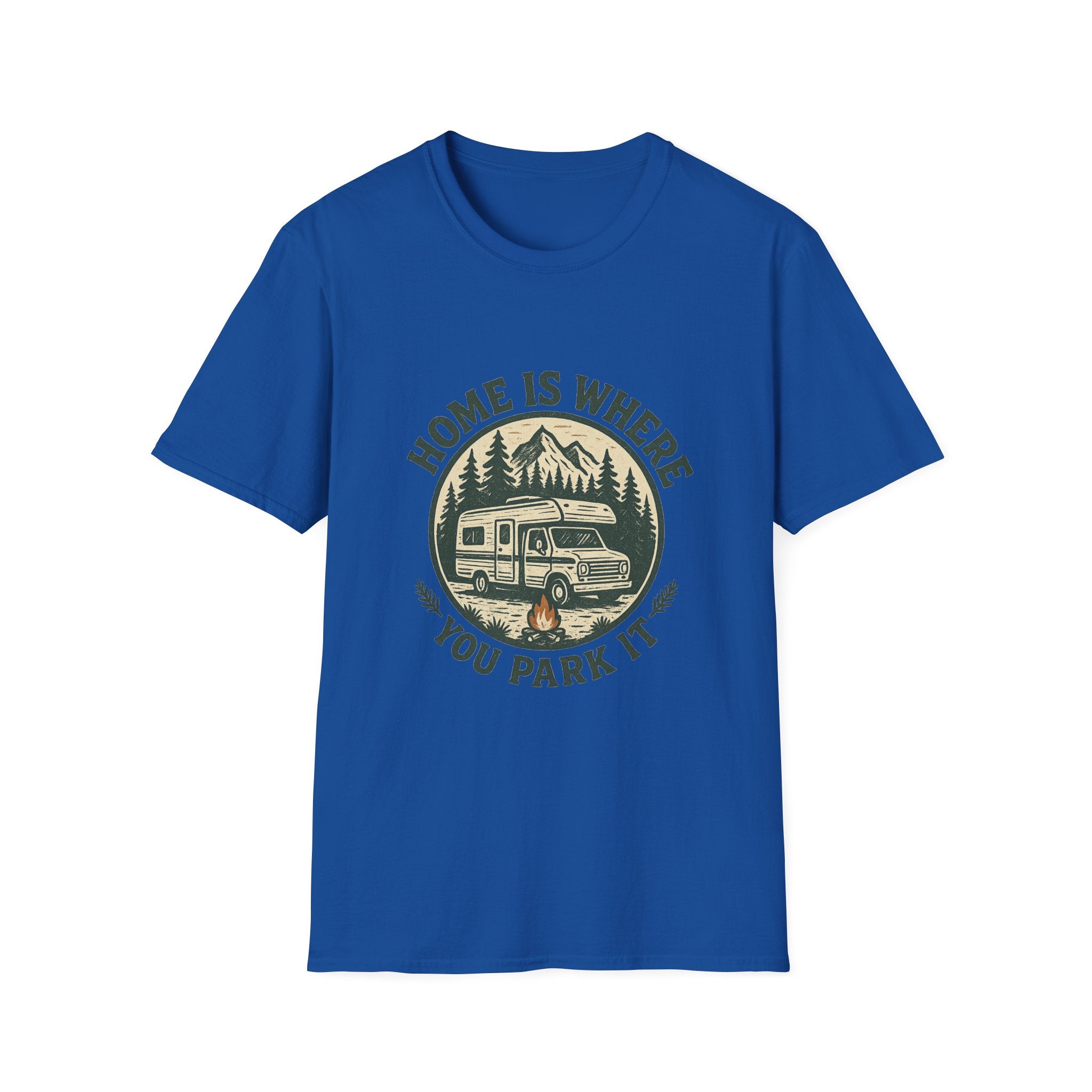 Home Is Where You Park It T-Shirt | RV Camper Mountain Design