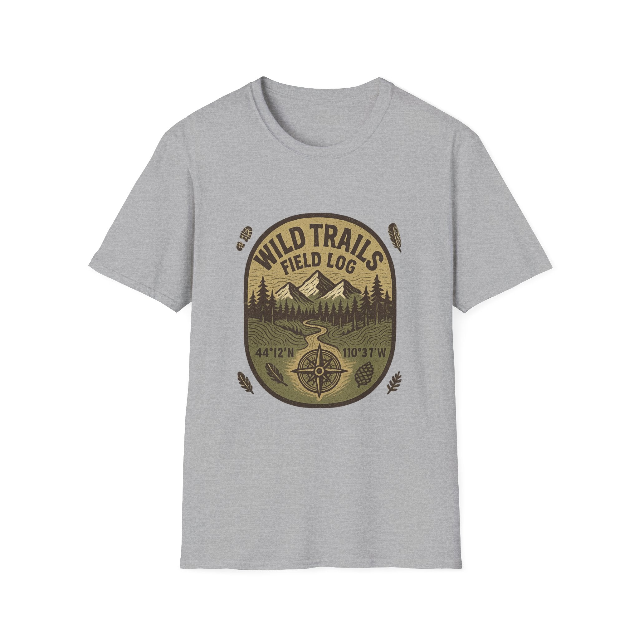 Wild Trails Field Log T-Shirt | Mountain Hiking Badge, Outdoor Adventure Tee