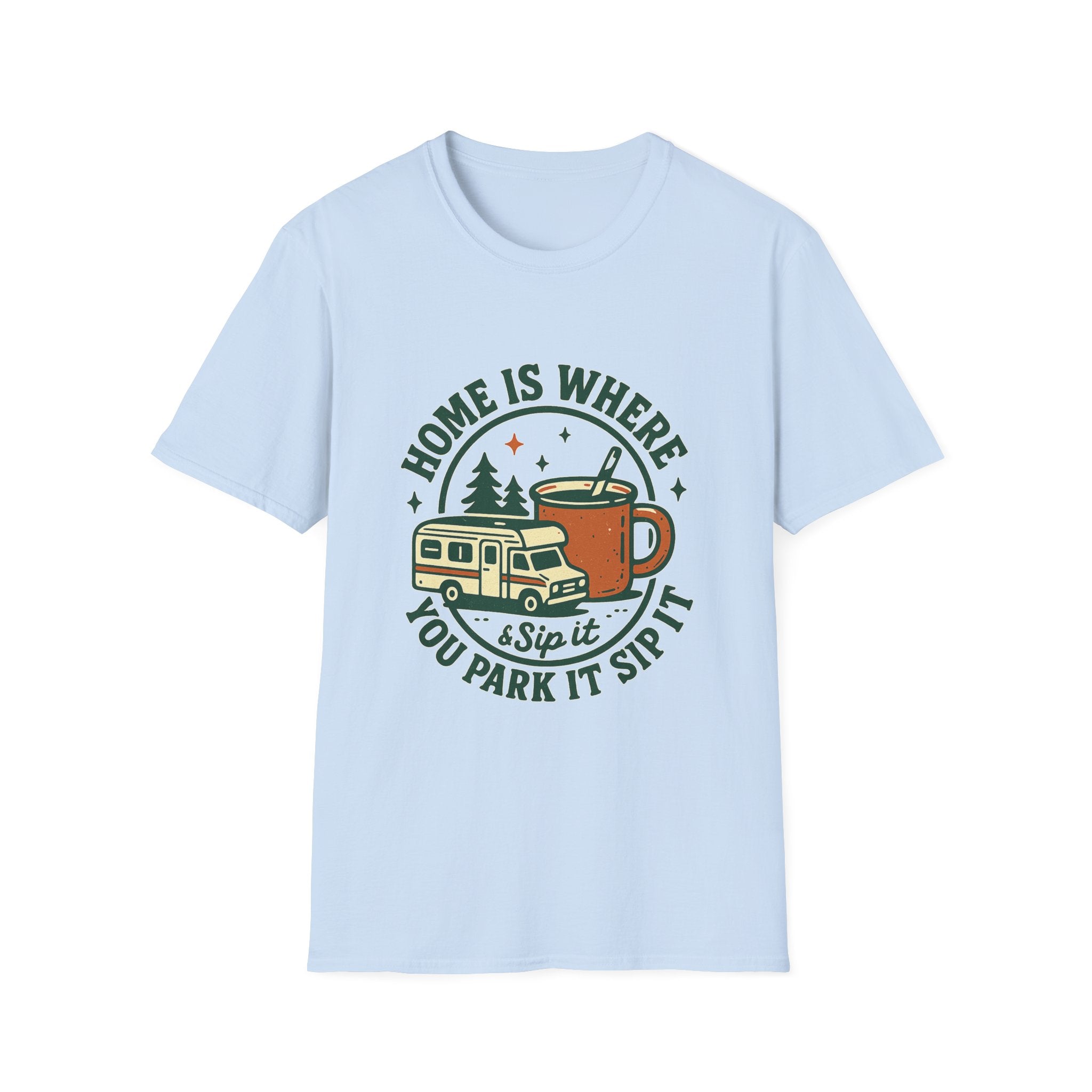 Home Is Where You Park It Camper T-Shirt | RV Coffee Travel Design