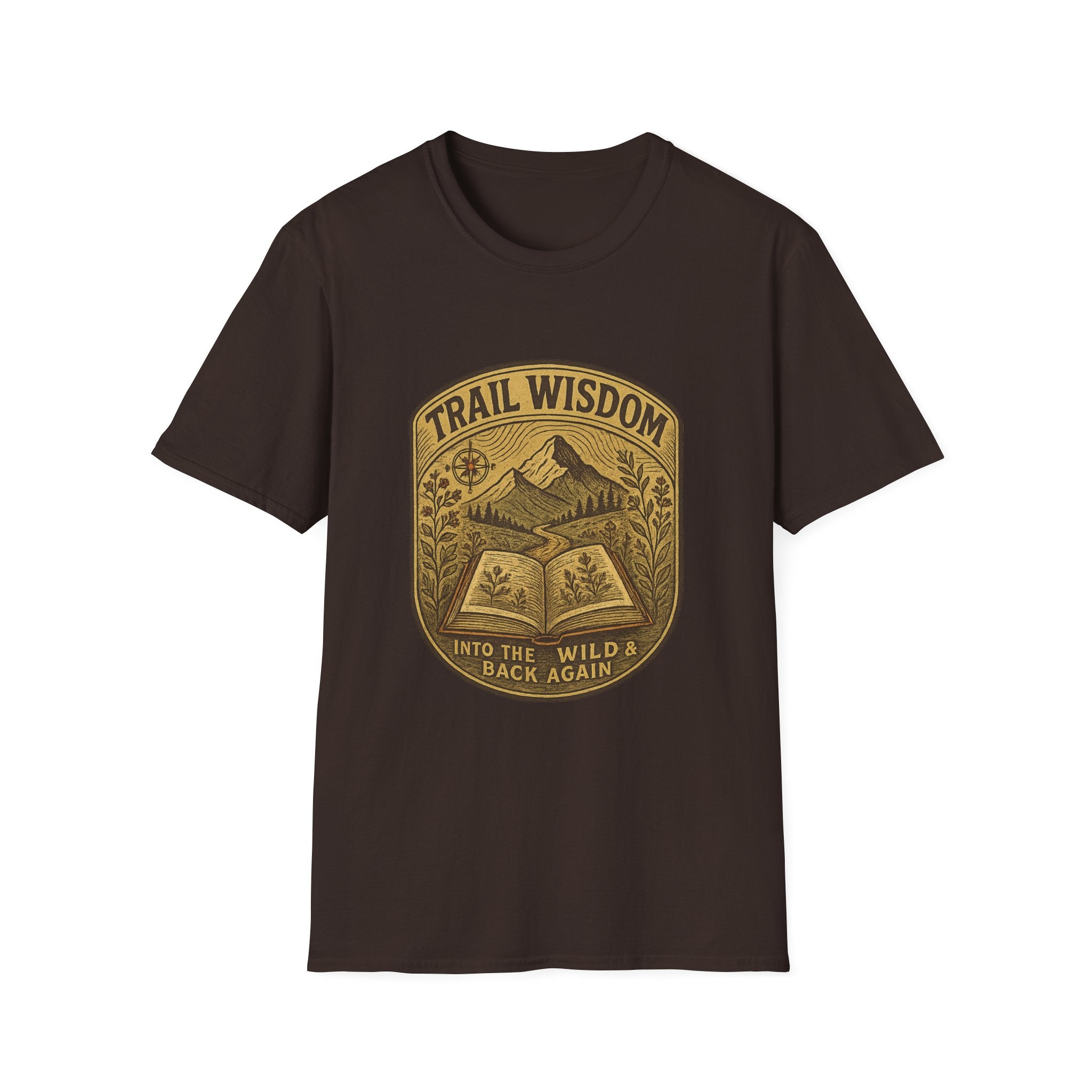 Trail Wisdom mountain badge T-Shirt | hiking nature design