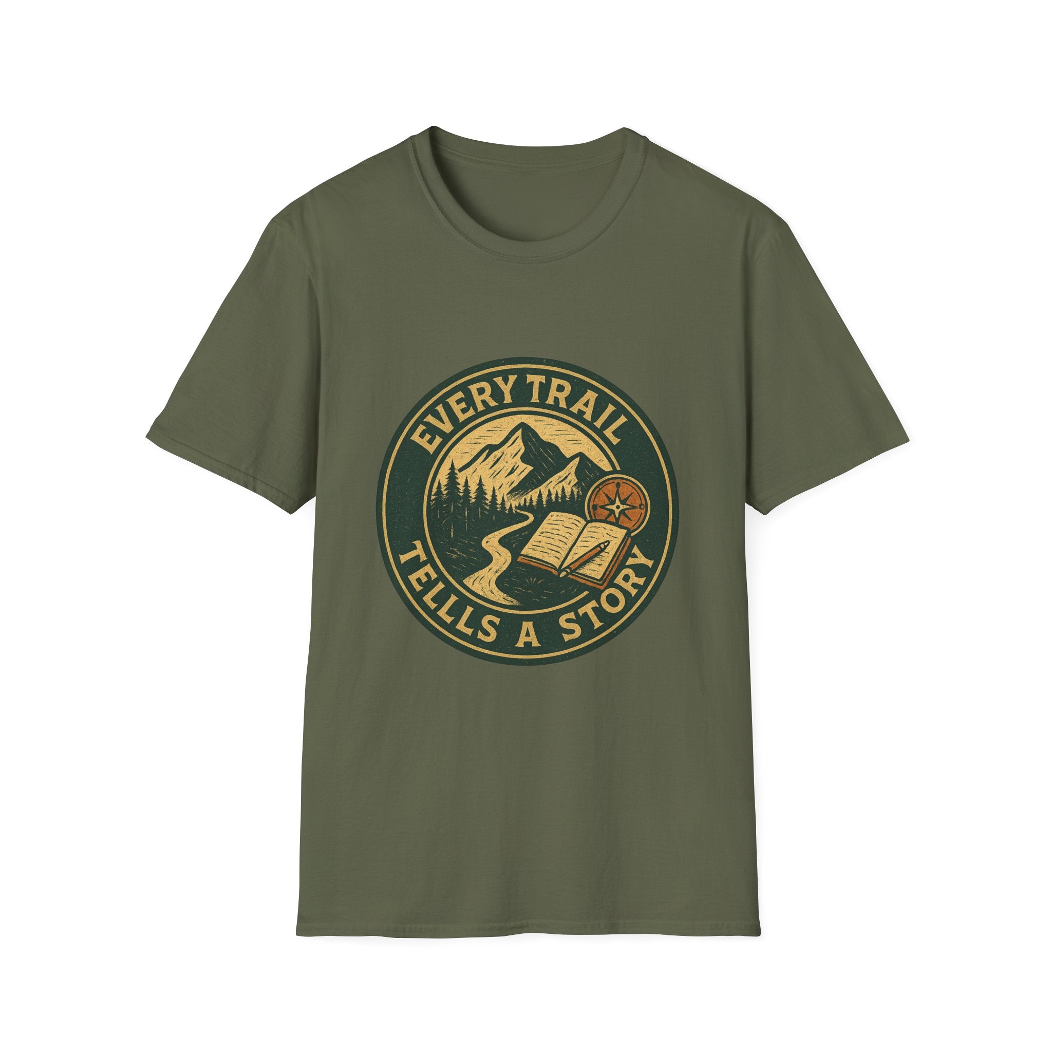 Every Trail Tells a Story T-Shirt | Mountain Hiking Badge Design