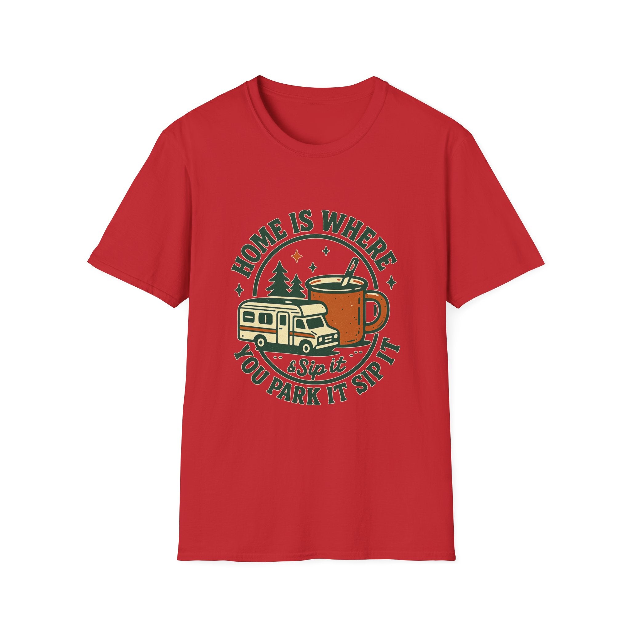 Home Is Where You Park It Camper T-Shirt | RV Coffee Travel Design